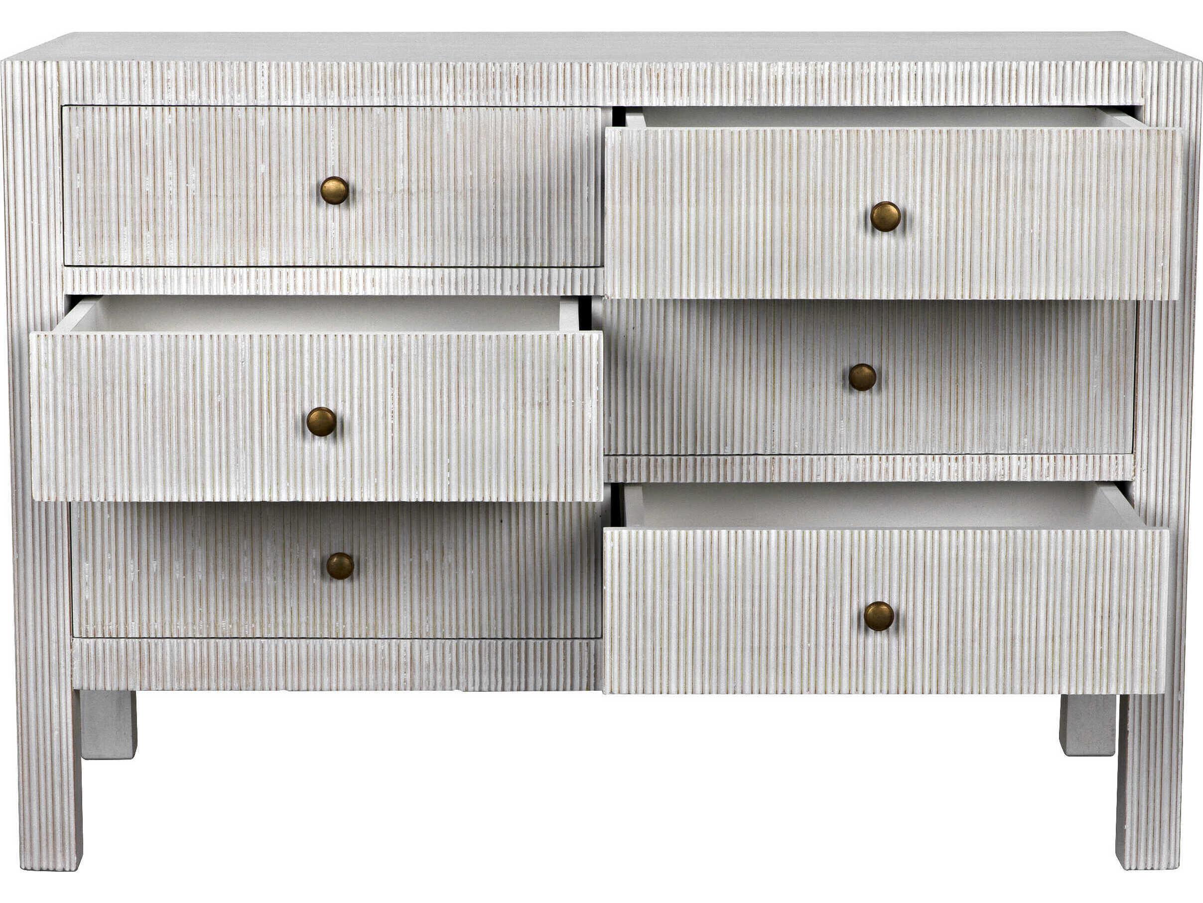 Noir Conrad 6-Drawers Mahogany Wood Double Dresser