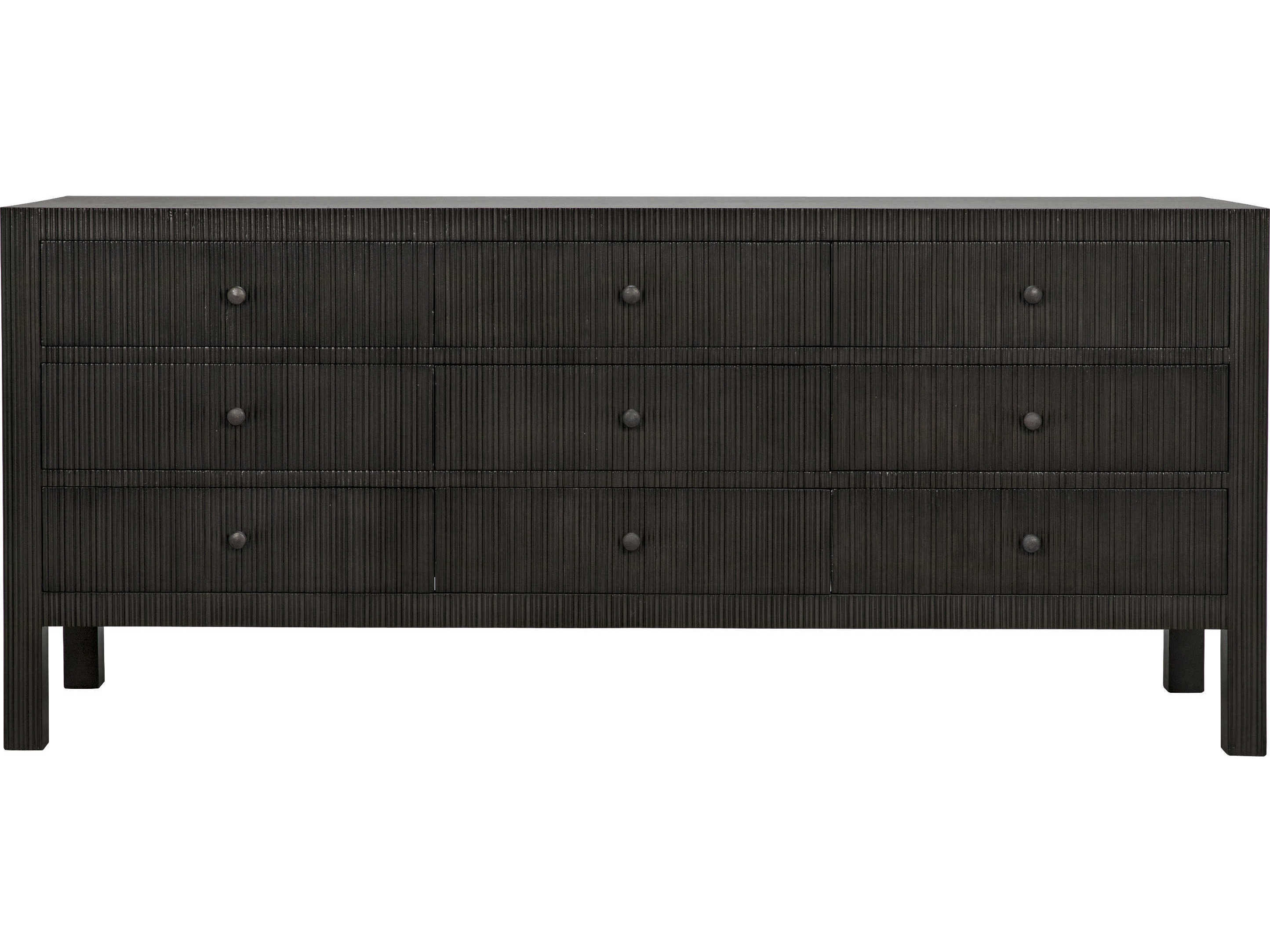 Noir Conrad 9-Drawers Black Mahogany Wood Dresser
