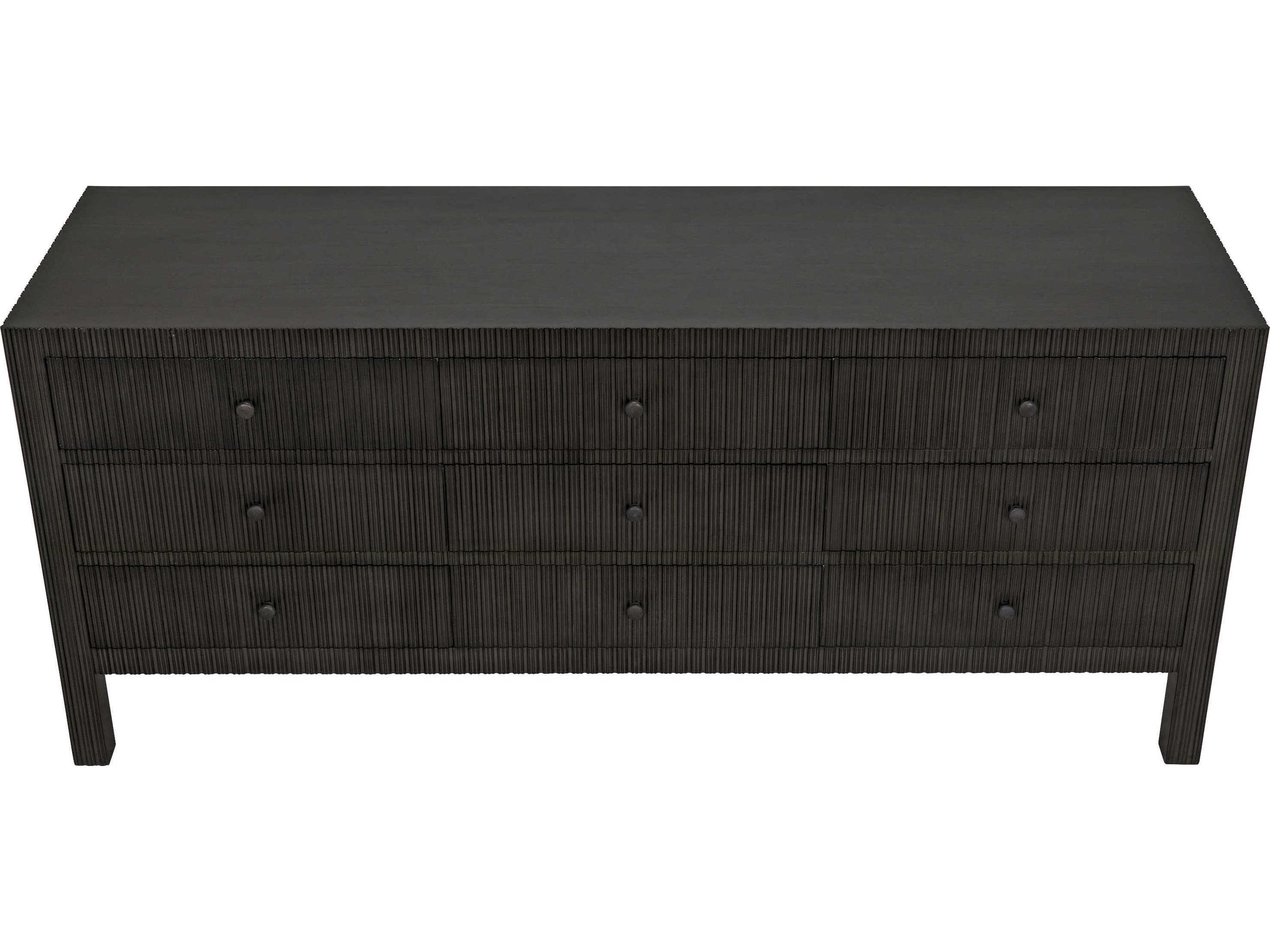 Noir Conrad 9-Drawers Black Mahogany Wood Dresser