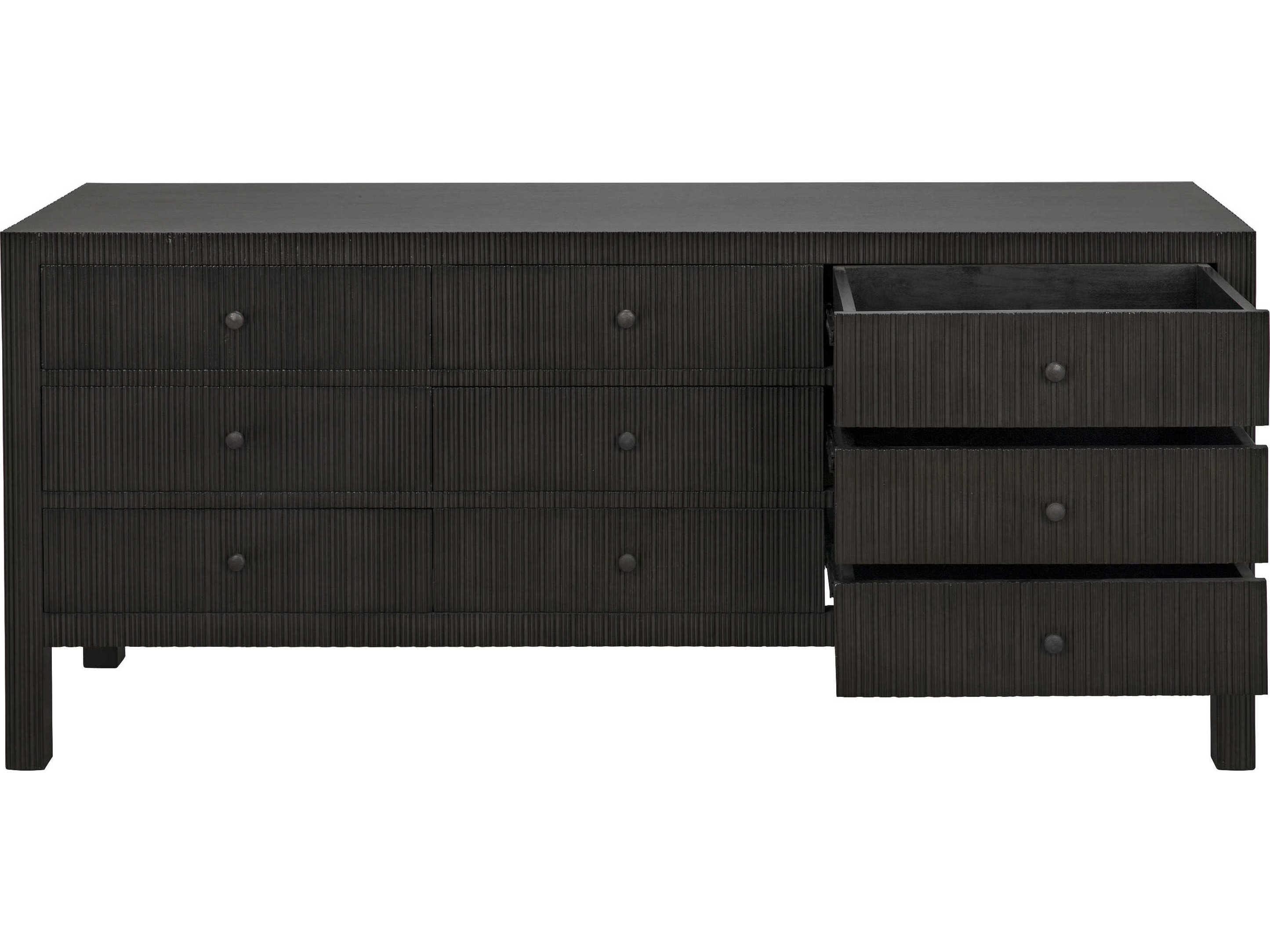 Noir Conrad 9-Drawers Black Mahogany Wood Dresser