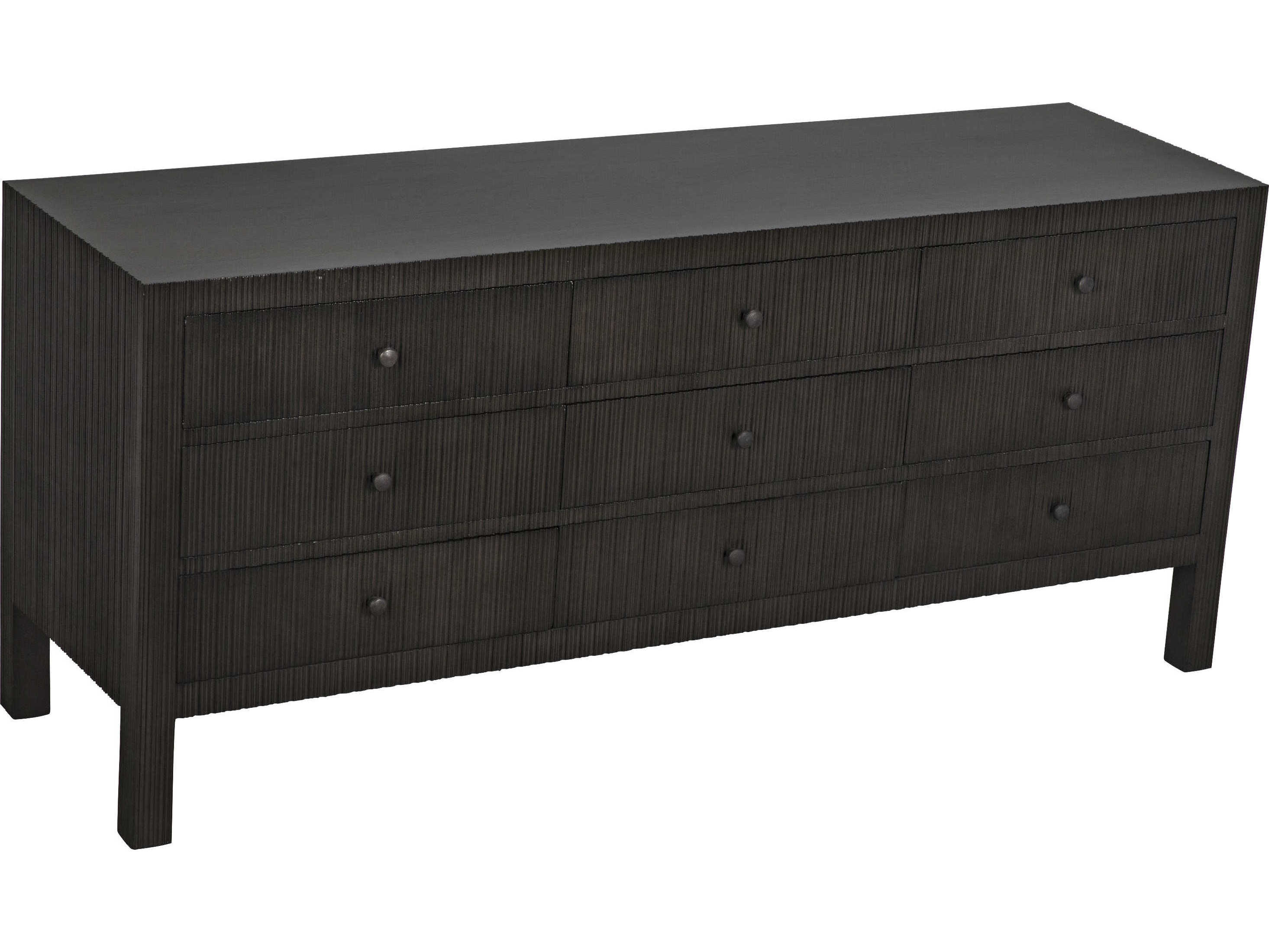 Noir Conrad 9-Drawers Black Mahogany Wood Dresser