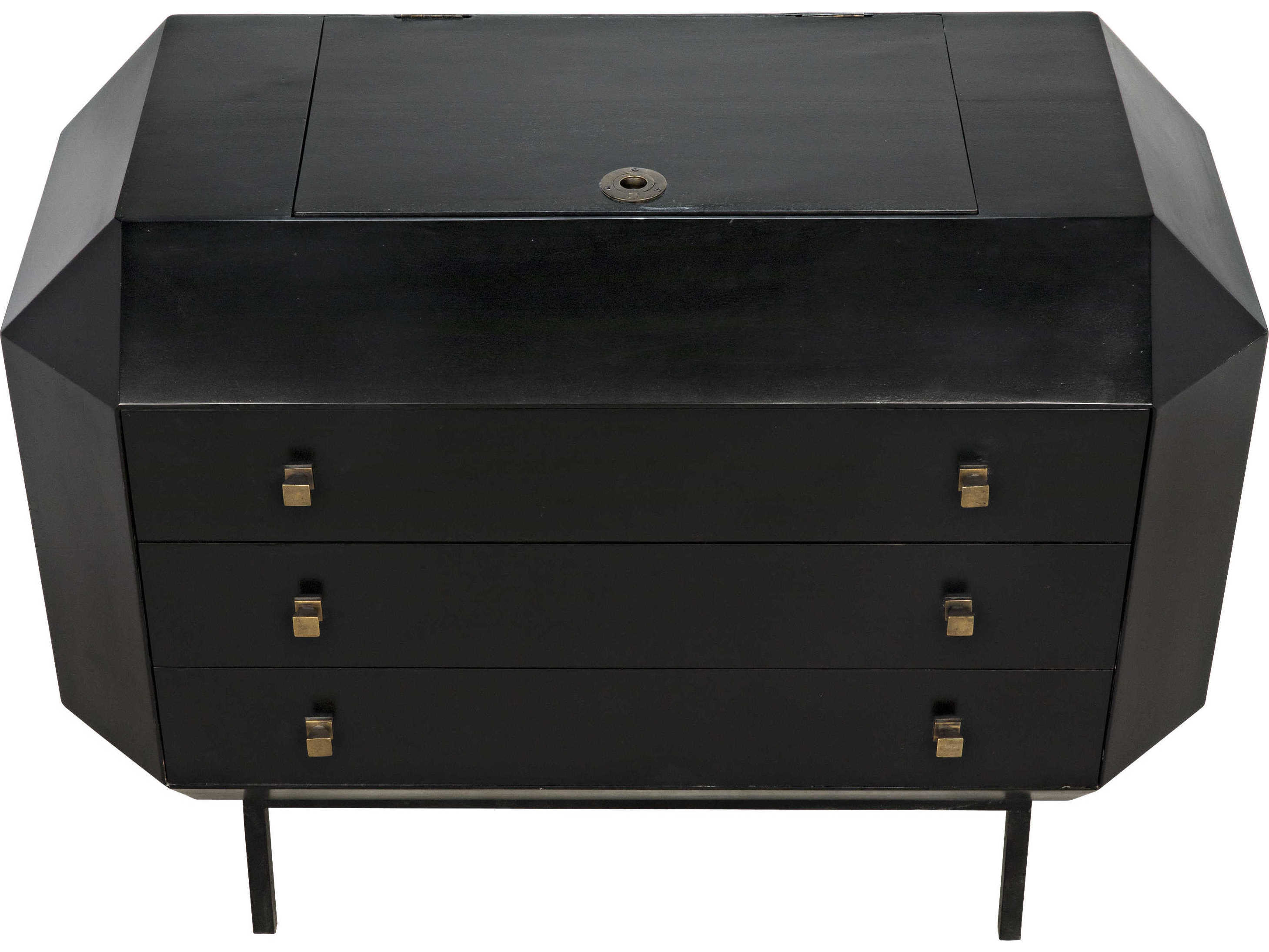 Noir Rhiana 3-Drawers Mahogany Wood Dresser