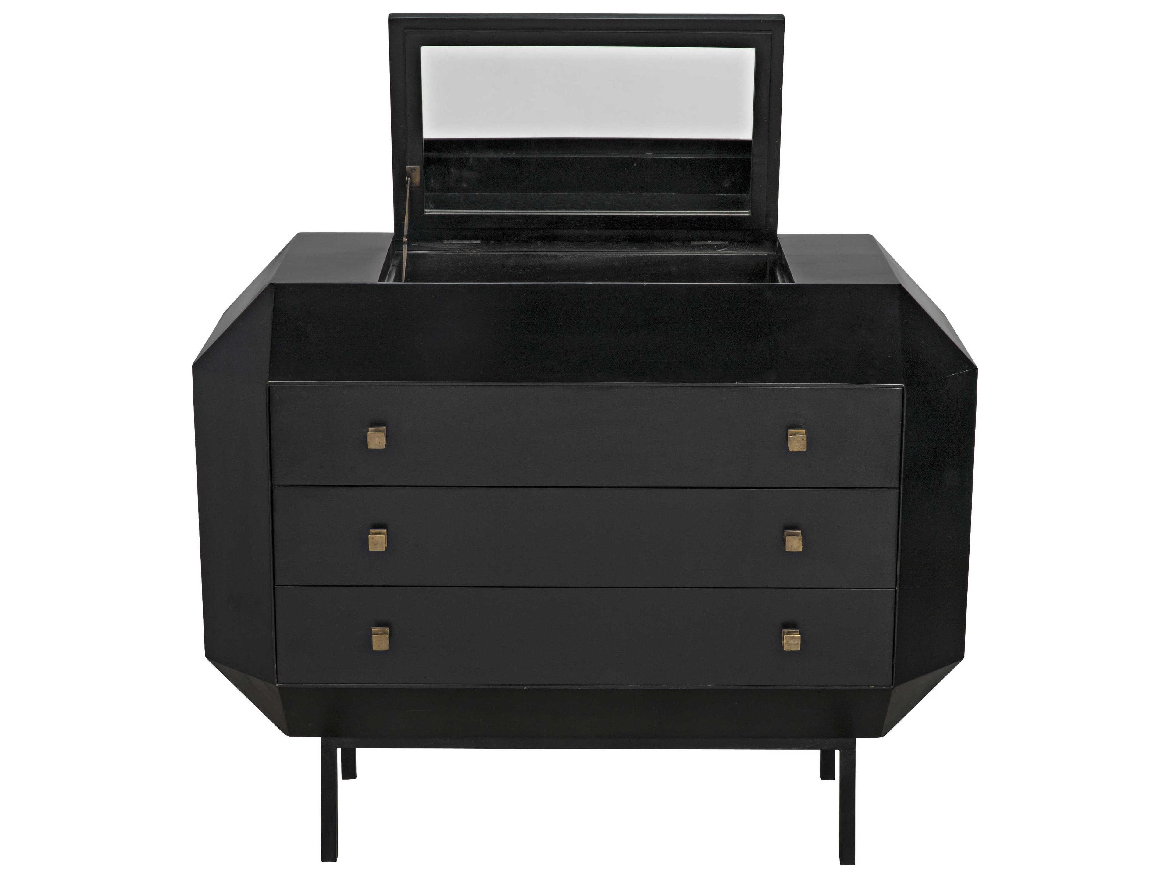 Noir Rhiana 3-Drawers Mahogany Wood Dresser