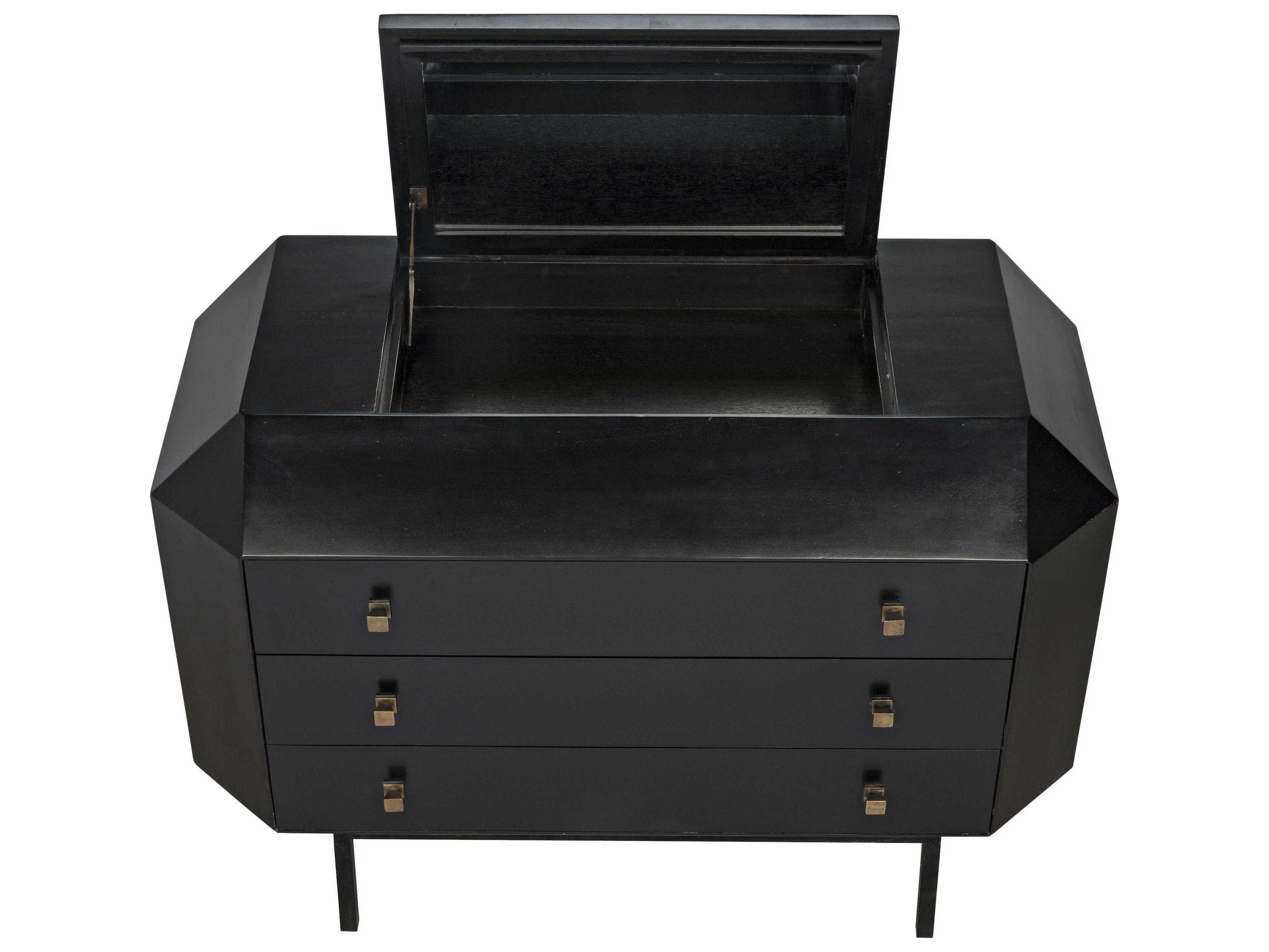 Noir Rhiana 3-Drawers Mahogany Wood Dresser