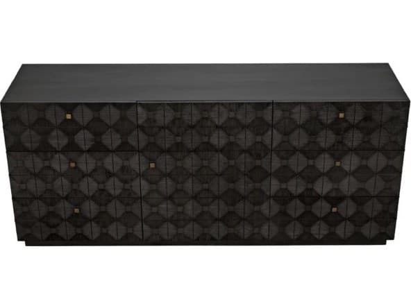 Noir Leon 6-Drawers Black Mahogany Wood Dresser