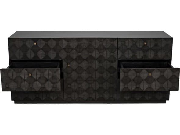 Noir Leon 6-Drawers Black Mahogany Wood Dresser