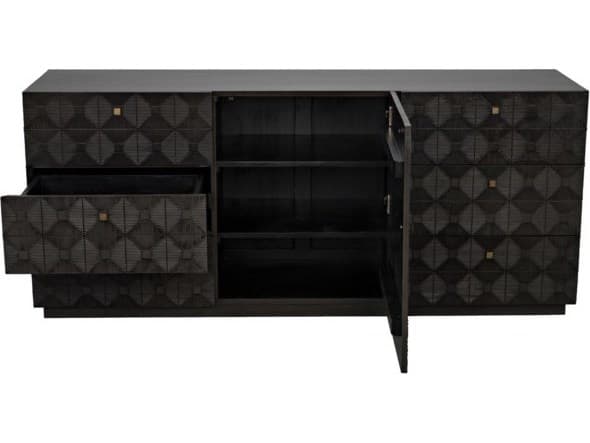 Noir Leon 6-Drawers Black Mahogany Wood Dresser