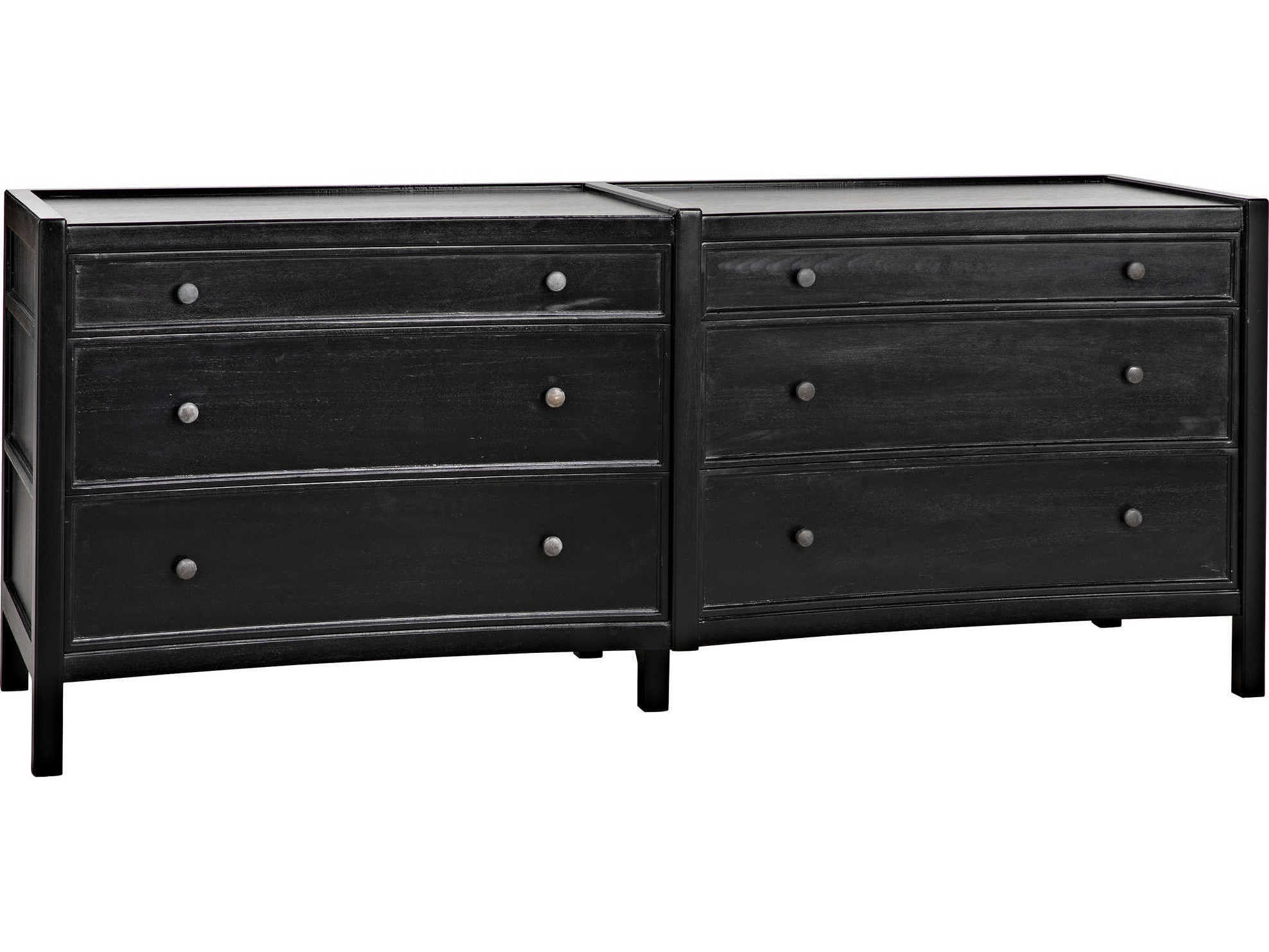 Noir Hampton 6-Drawers Mahogany Wood Double Dresser
