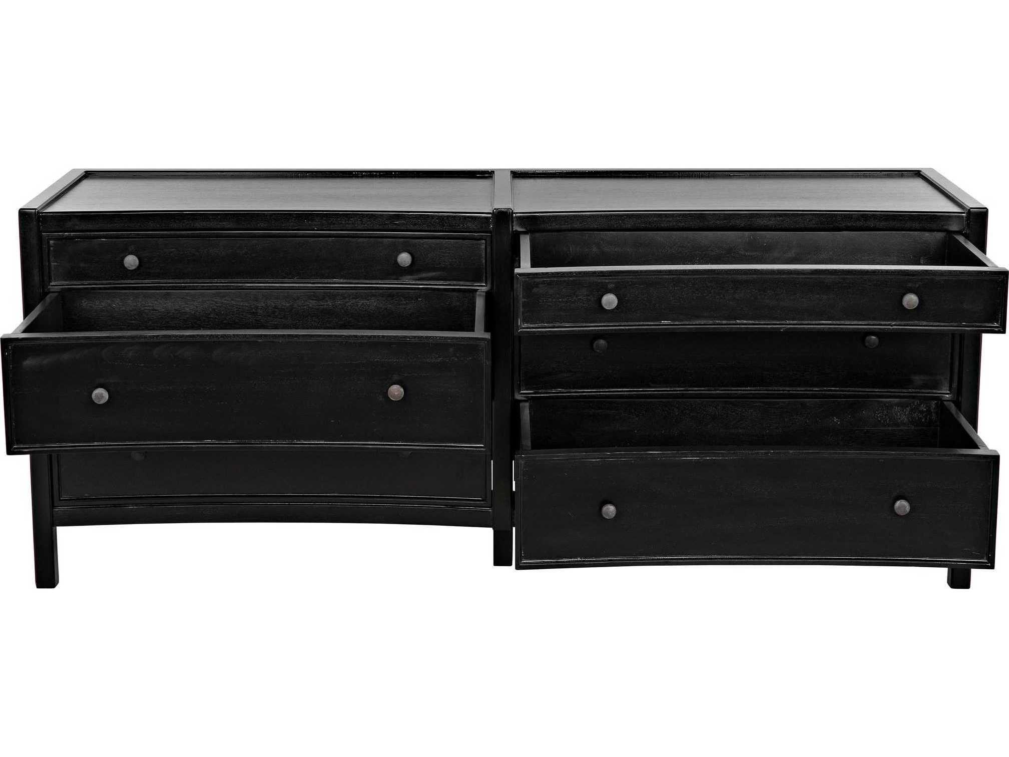 Noir Hampton 6-Drawers Mahogany Wood Double Dresser