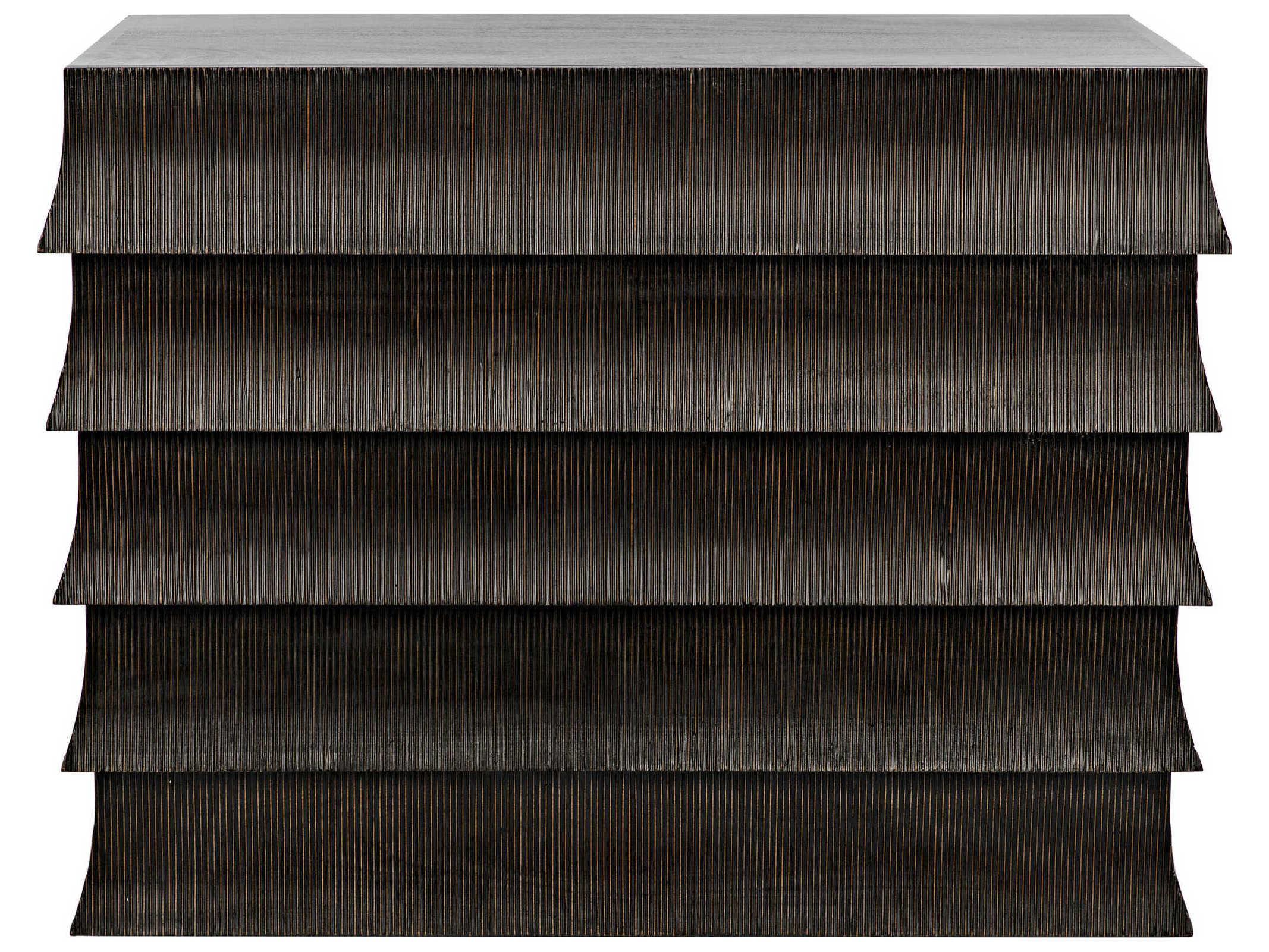 Noir Ava 5-Drawers Black Mahogany Wood Dresser