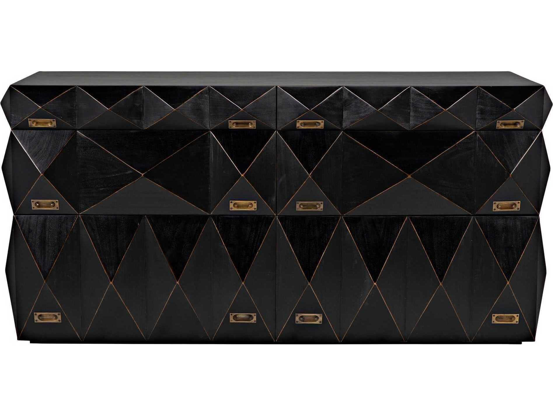 Noir Allegra 6-Drawers Mahogany Wood Double Dresser