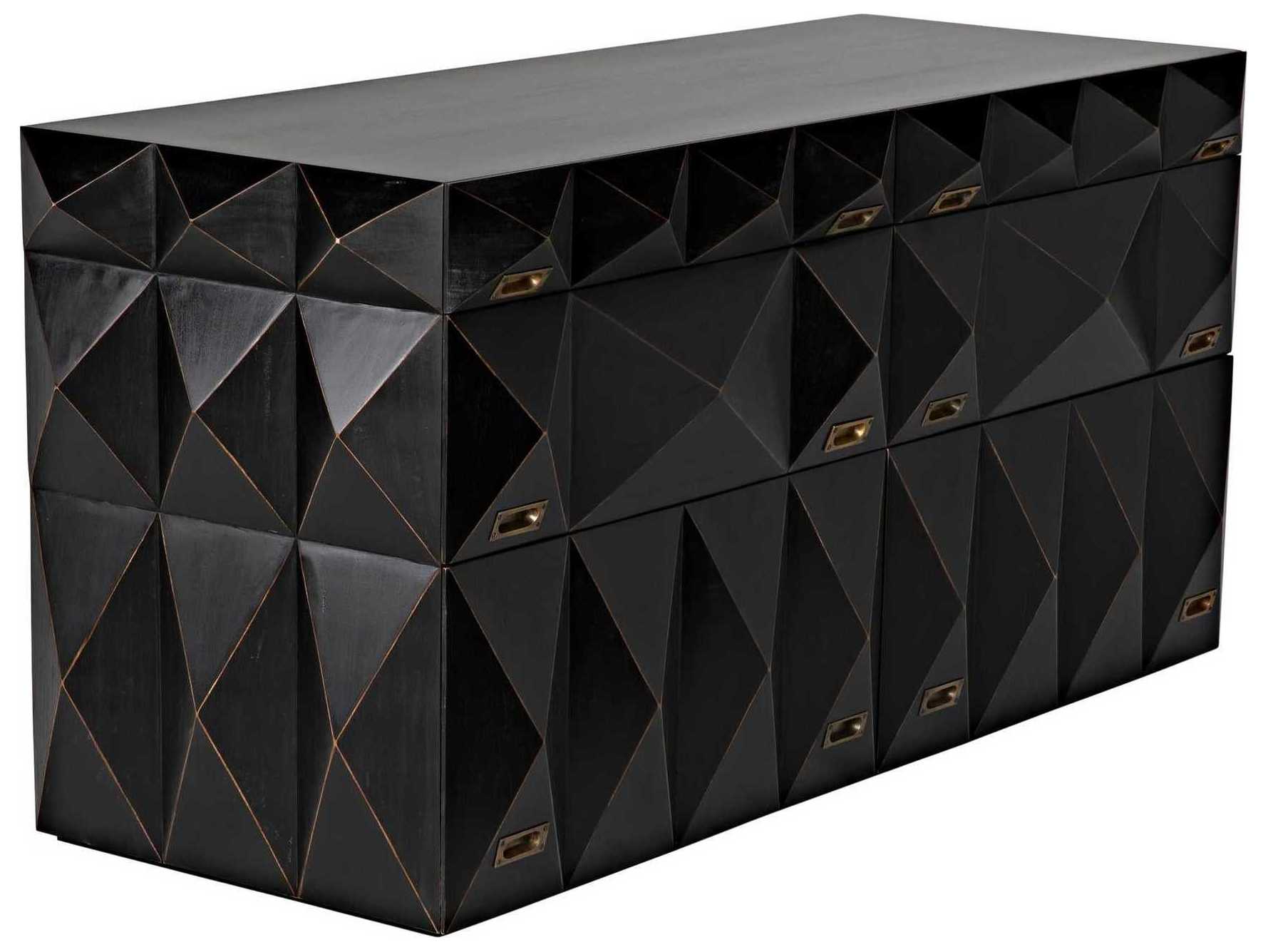 Noir Allegra 6-Drawers Mahogany Wood Double Dresser