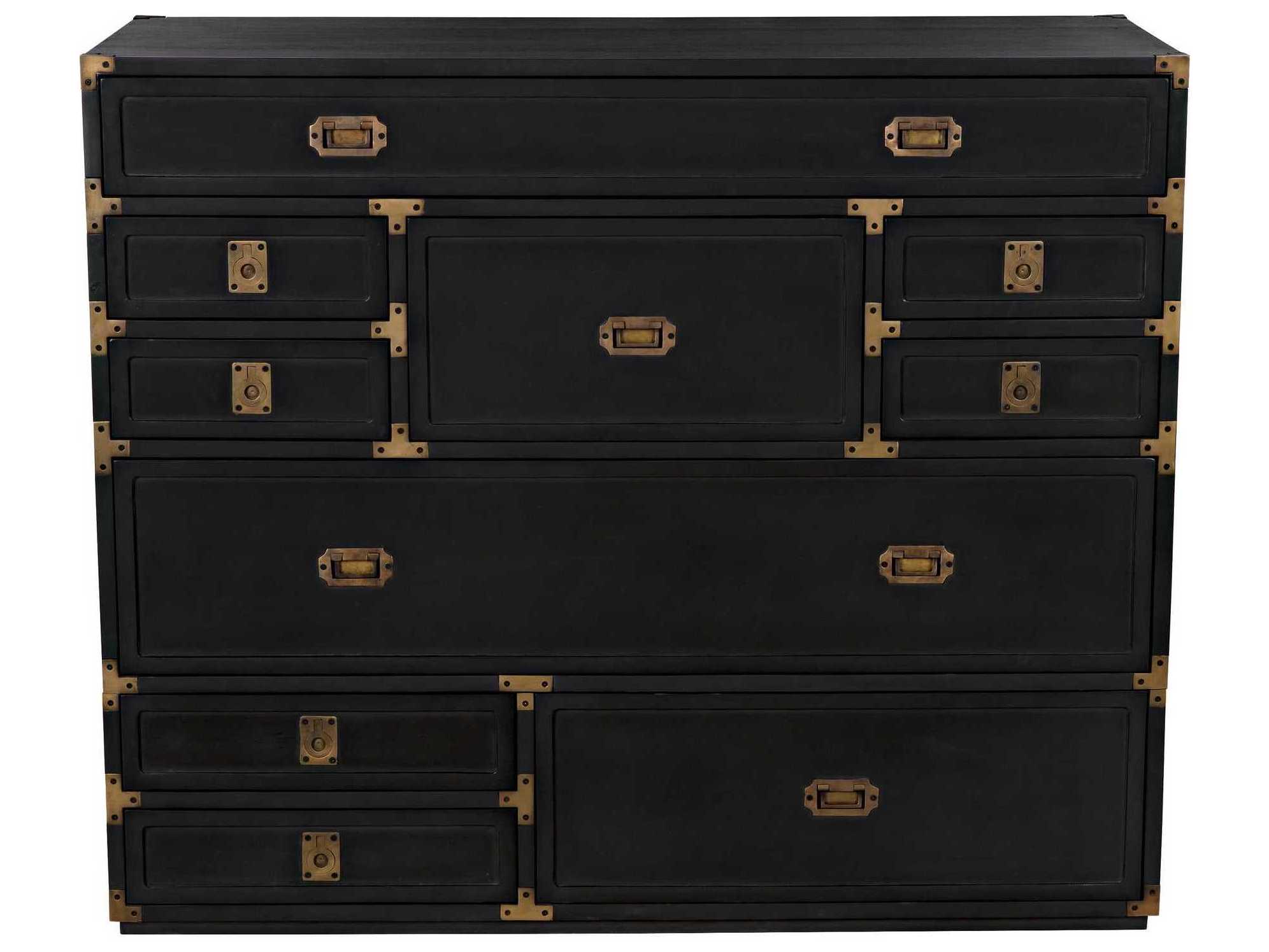 Noir 8-Drawers Pale Black Mahogany Wood Accent Chest