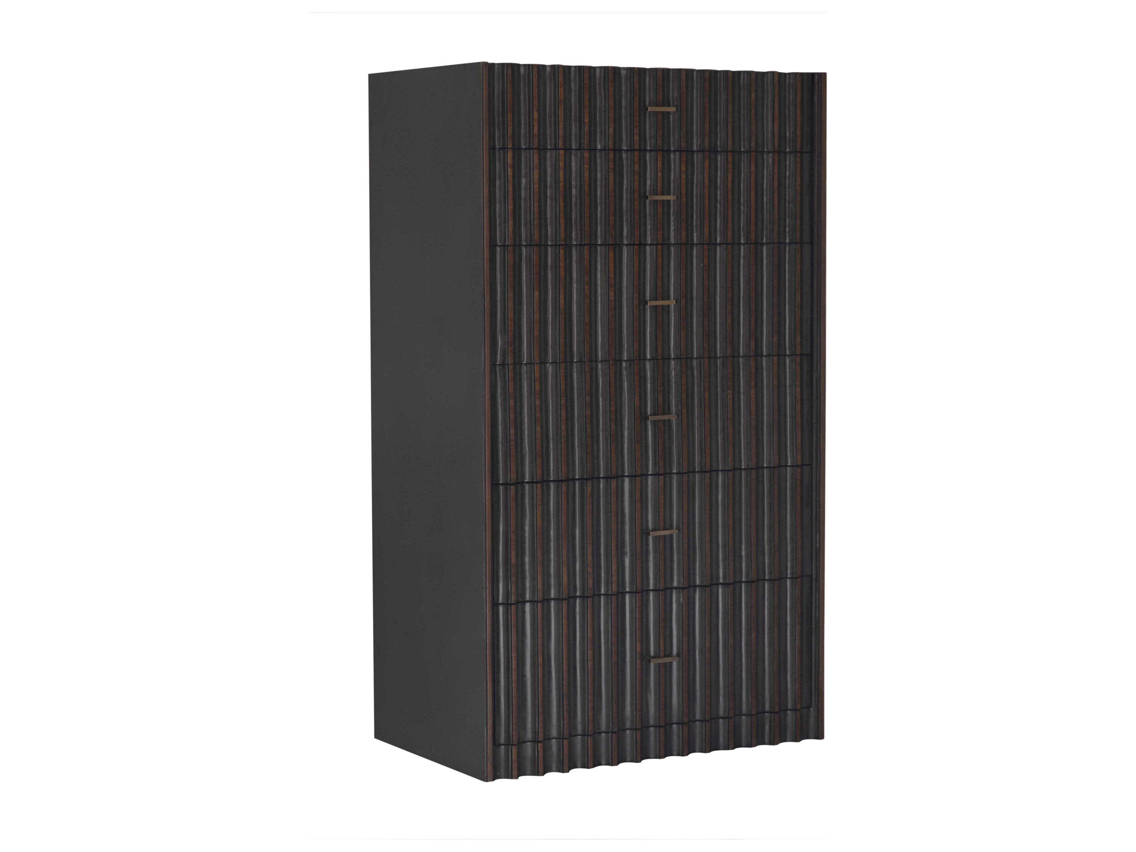 Noir 6-Drawers Pale With Light Brown Trim Black Mahogany Wood Accent Chest