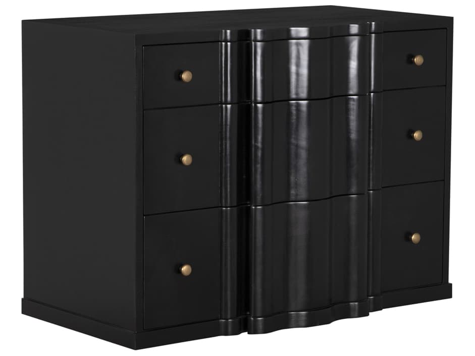 Noir Kiss 3-Drawers Mahogany Wood Dresser