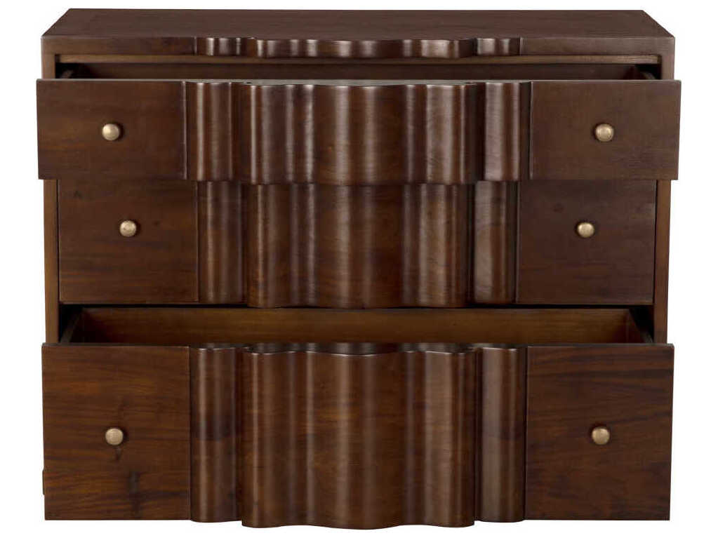 Noir Kiss 3-Drawers Mahogany Wood Hand Rubbed Brown Dresser