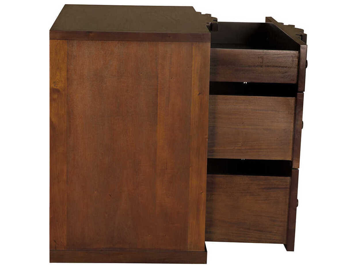 Noir Kiss 3-Drawers Mahogany Wood Hand Rubbed Brown Dresser