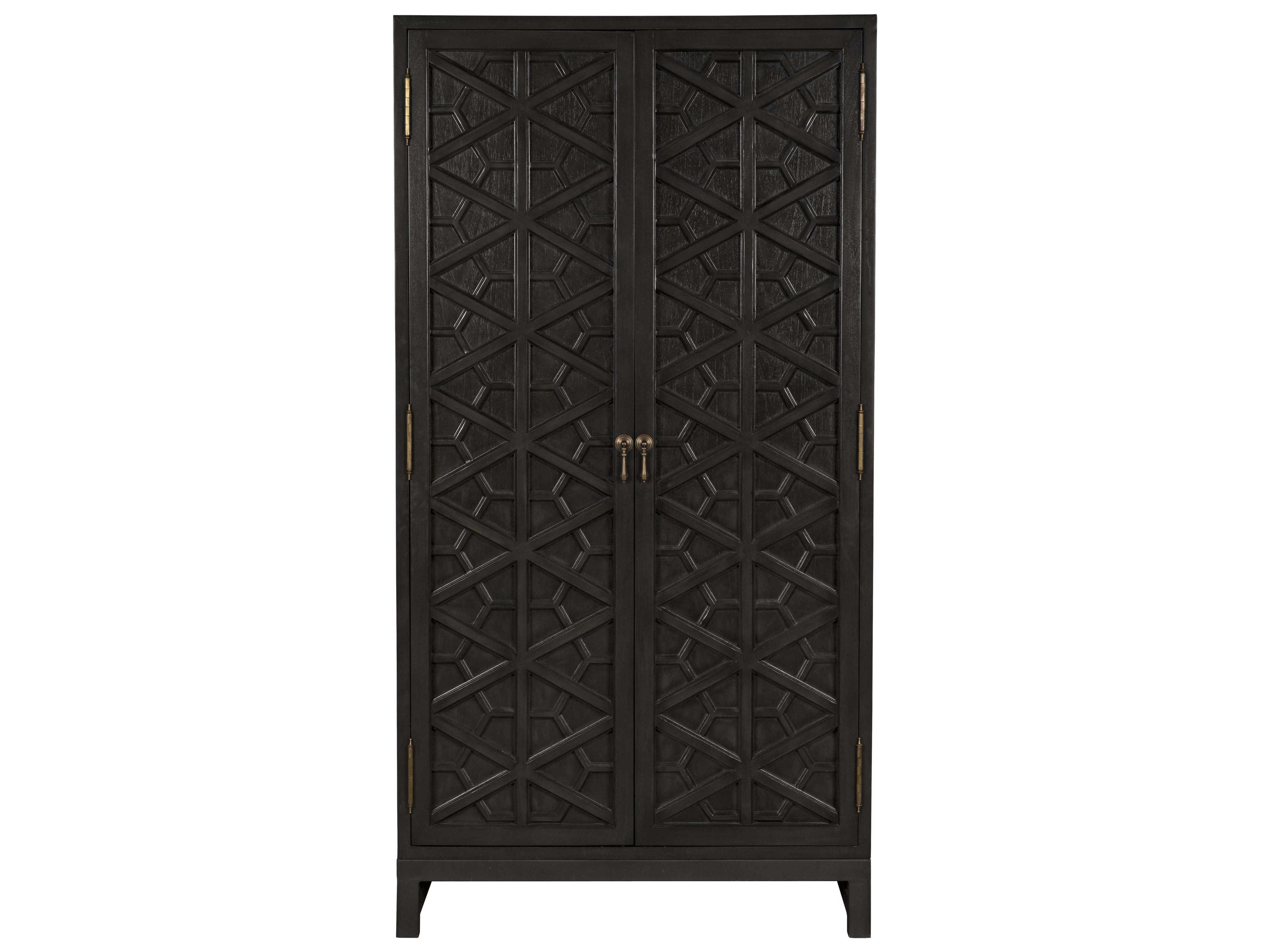 Noir Pale Black Mahogany Wood Wardrobe Armoire