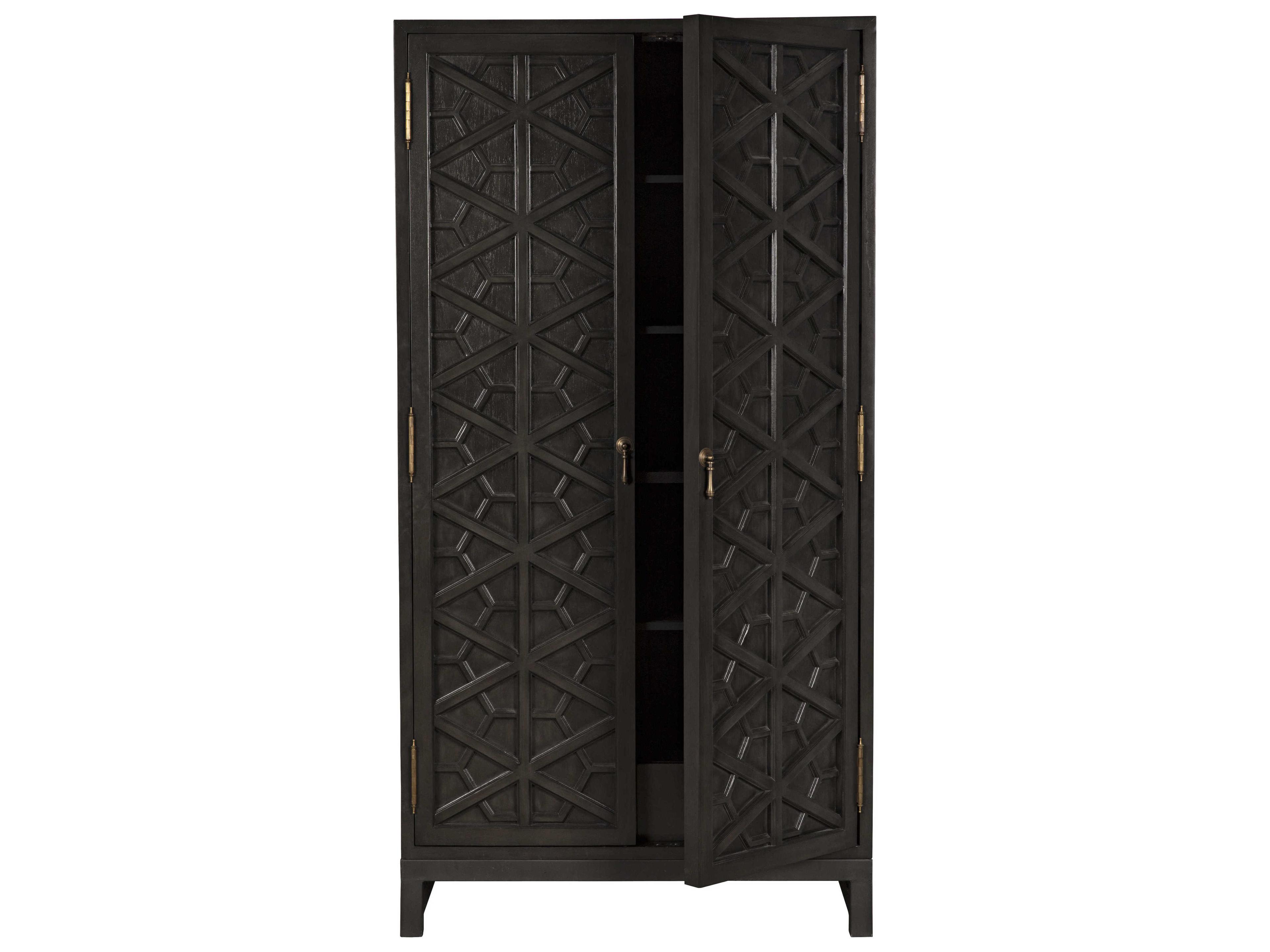 Noir Pale Black Mahogany Wood Wardrobe Armoire