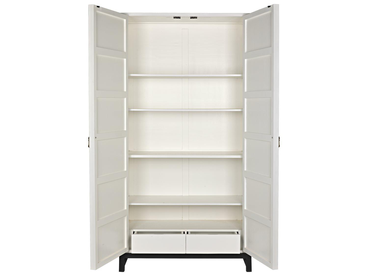 Noir Solid White Mahogany Wood Wardrobe Armoire