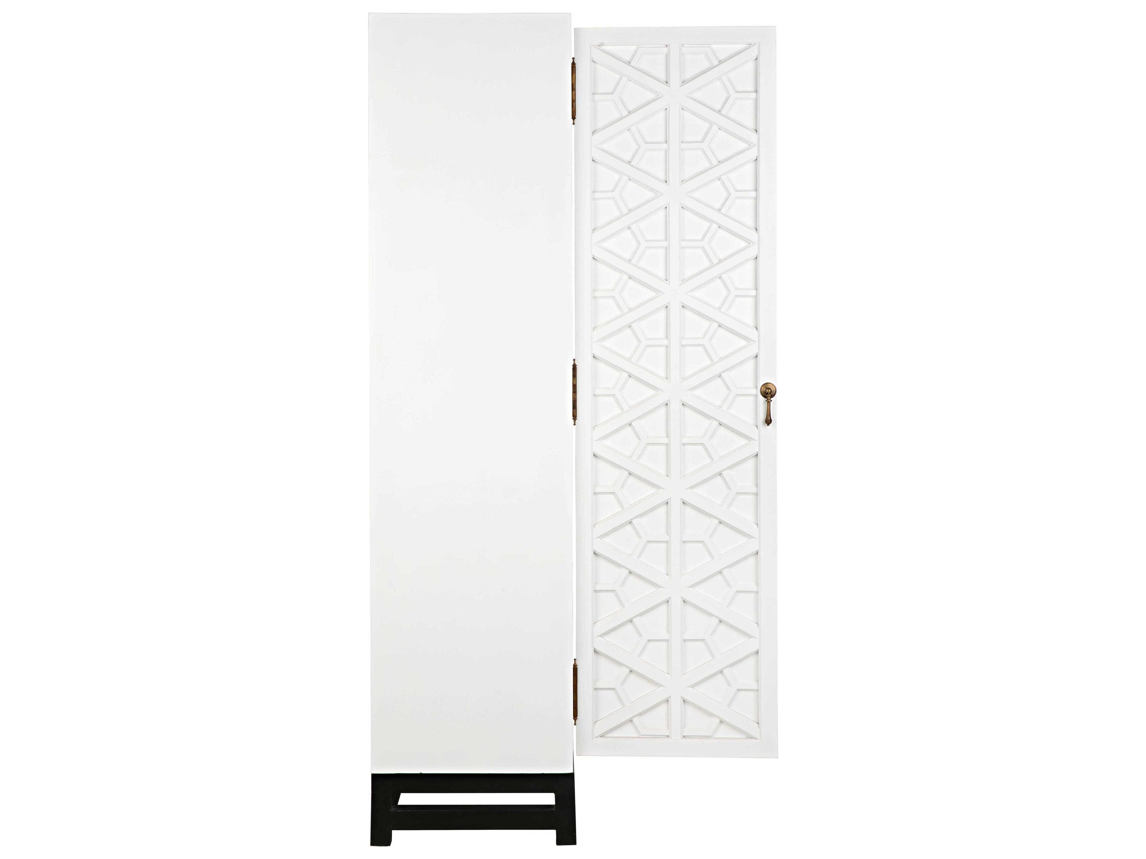 Noir Solid White With Matte Black Base Mahogany Wood Wardrobe Armoire