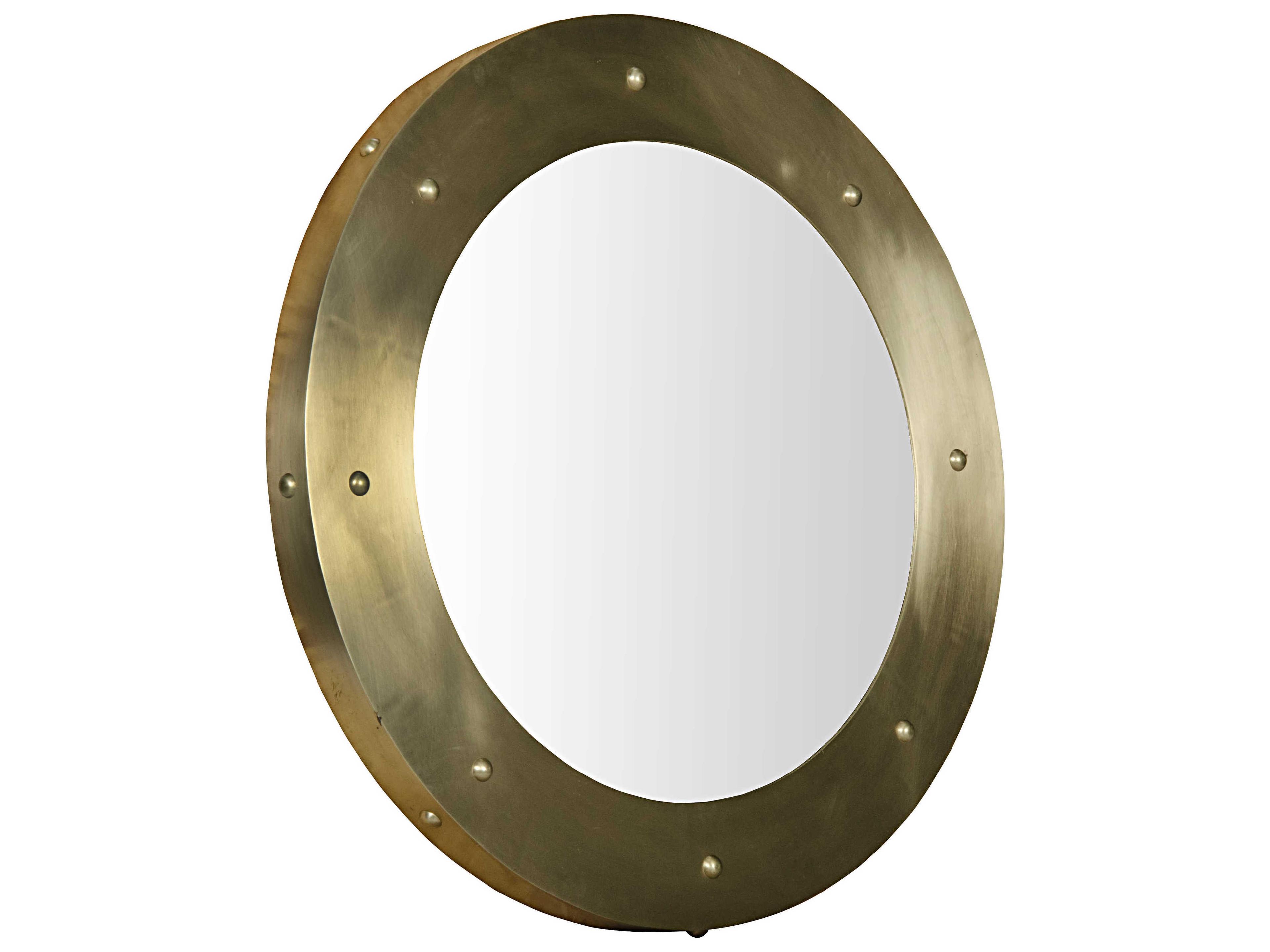 Noir Clay Antique Brass Round Wall Mirror