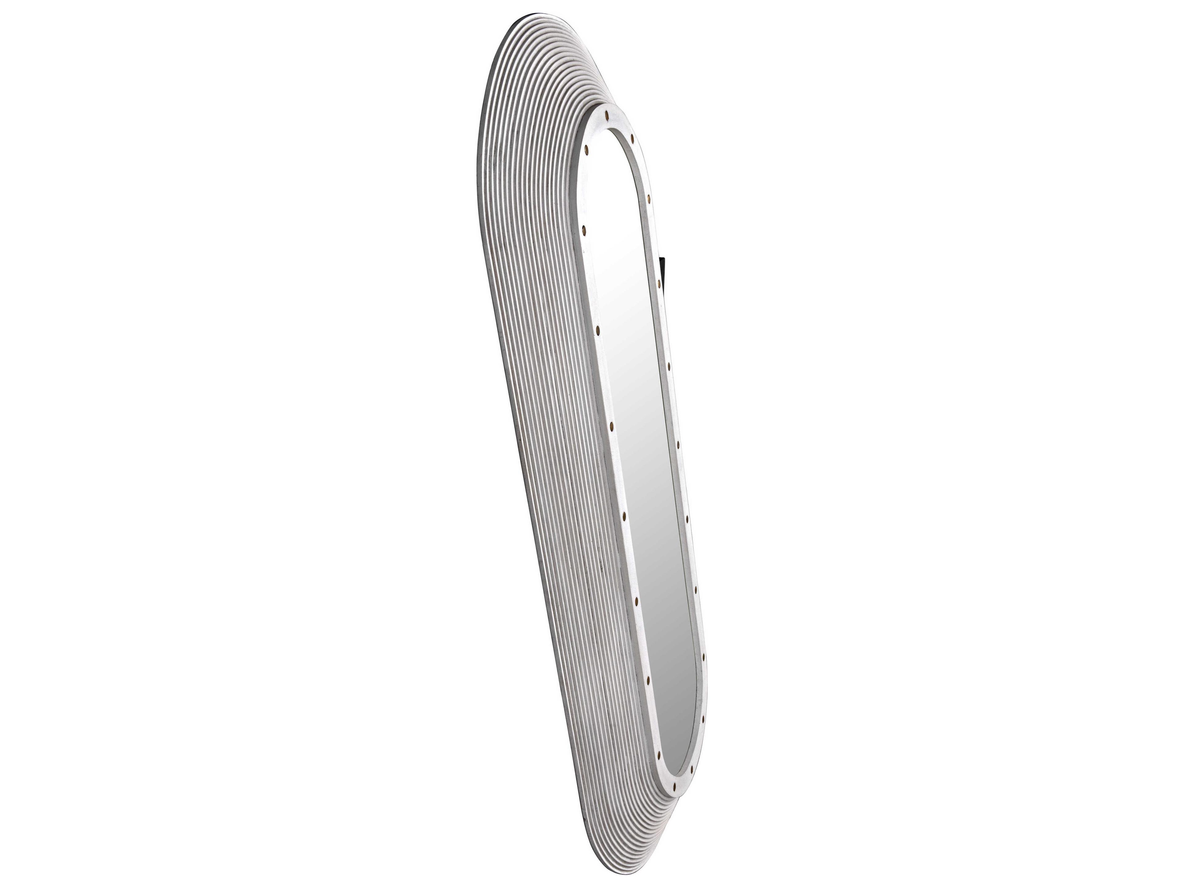 Noir White Washed Luna Oval Wall Mirror