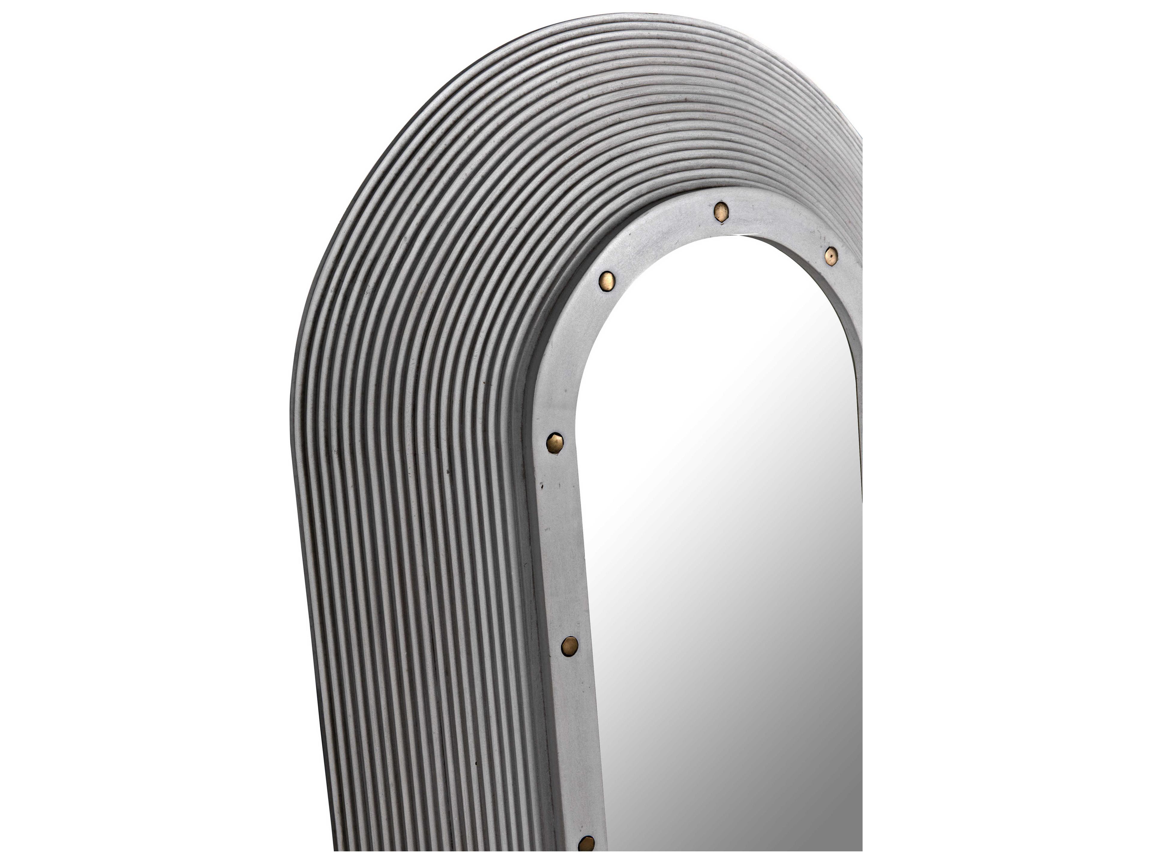 Noir White Washed Luna Oval Wall Mirror