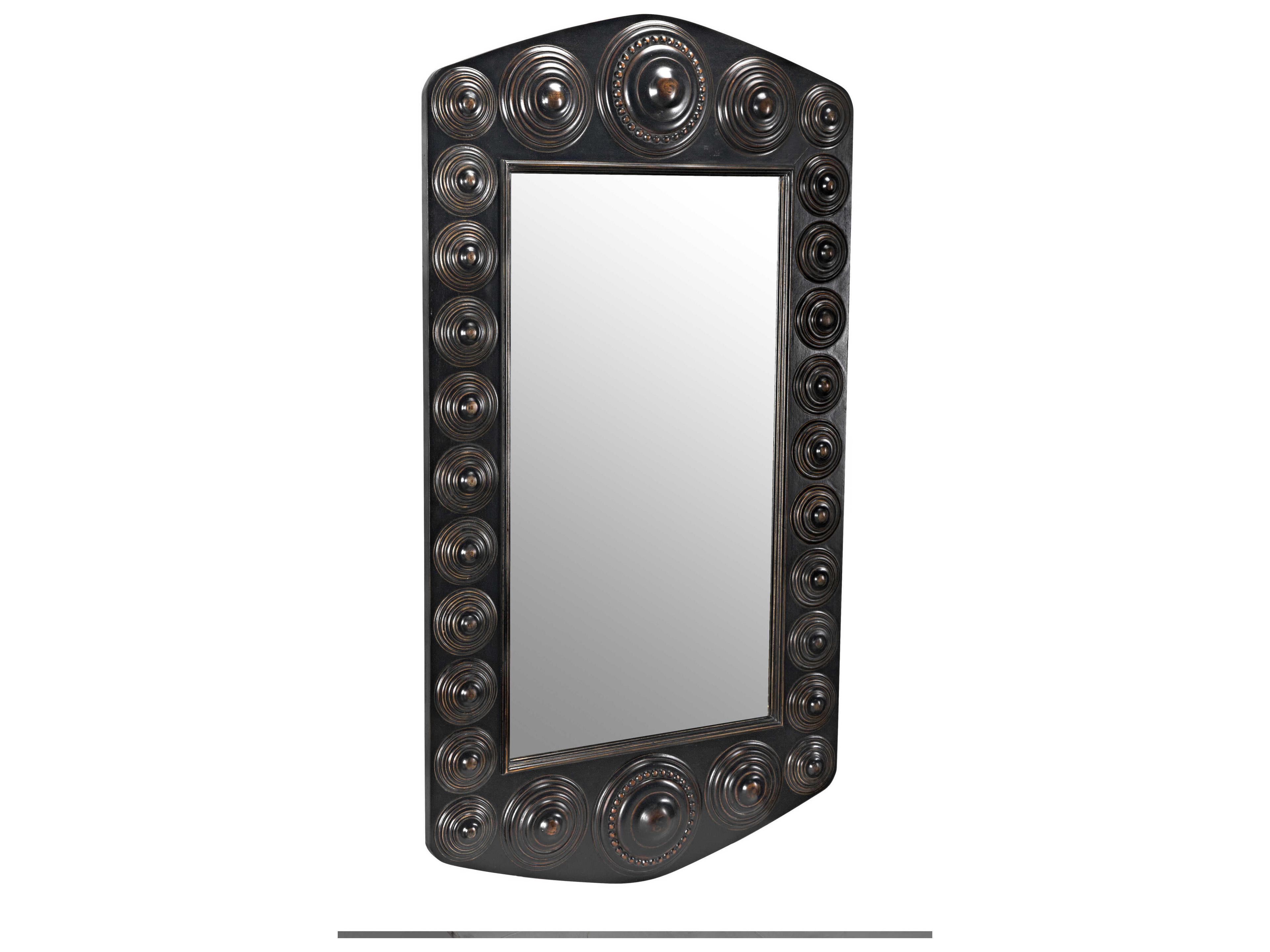 Noir Hand Rubbed Black / Light Brown Trim Rectangular Wall Mirror