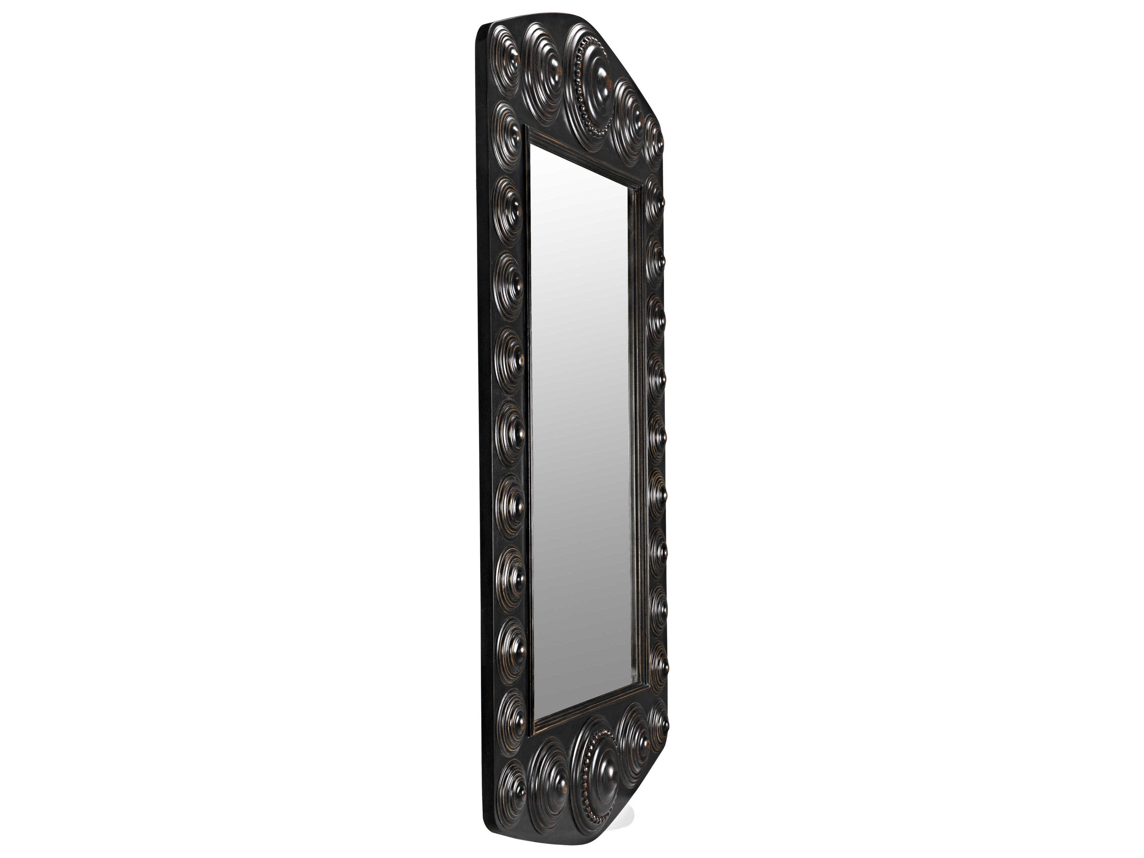 Noir Hand Rubbed Black / Light Brown Trim Rectangular Wall Mirror