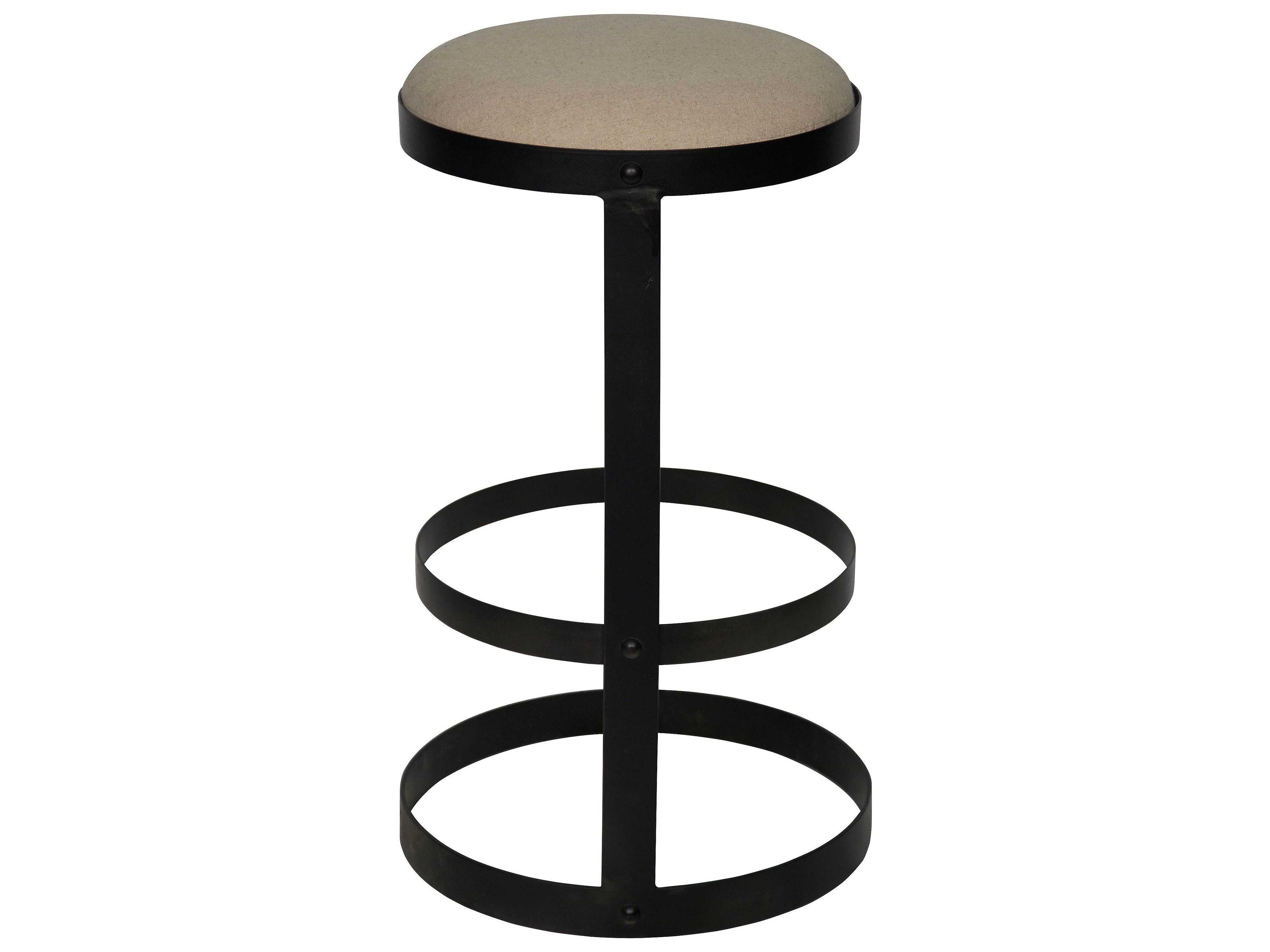 Noir Upholstered Black Metal Bar Stool