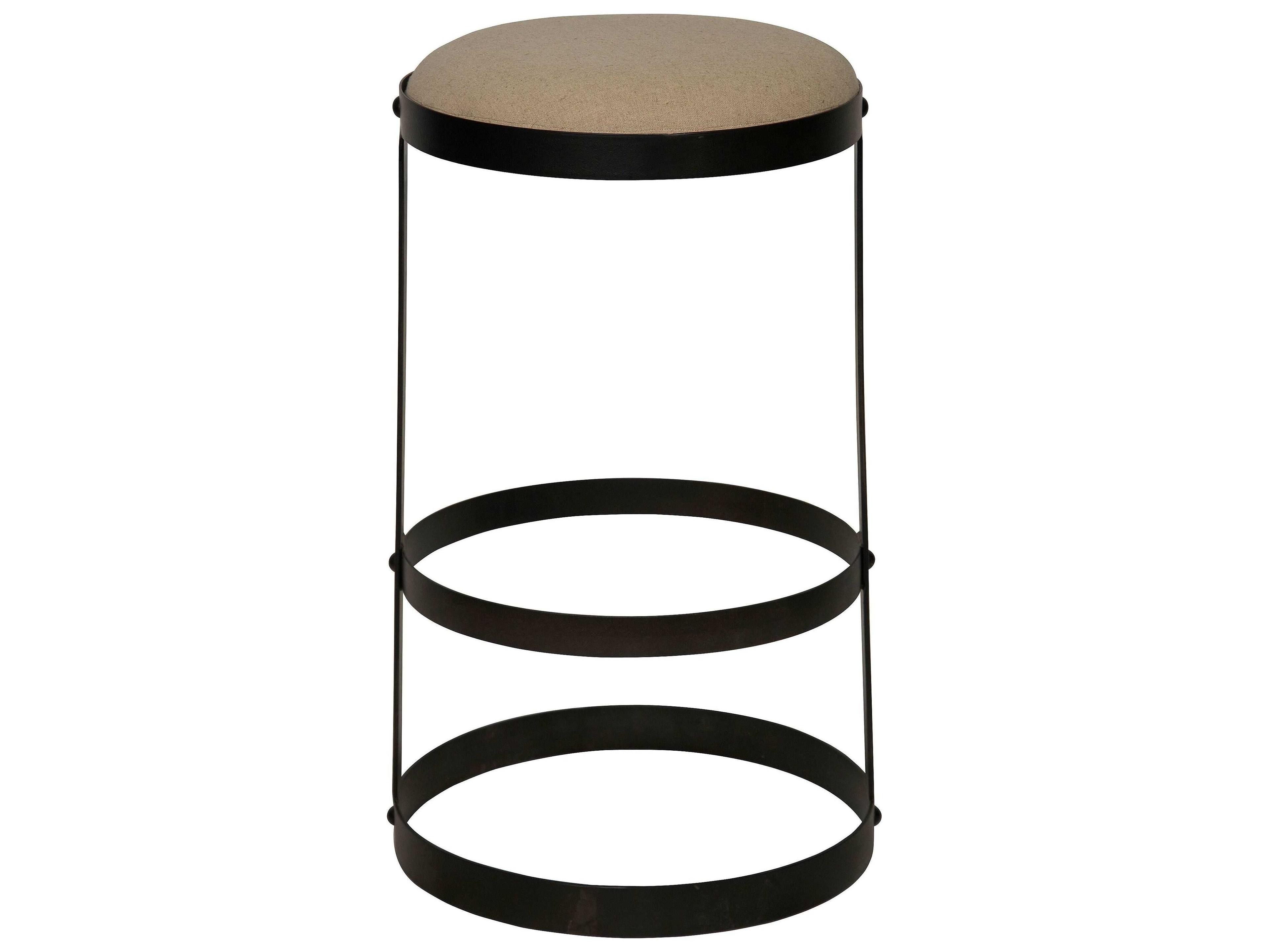 Noir Upholstered Black Metal Bar Stool
