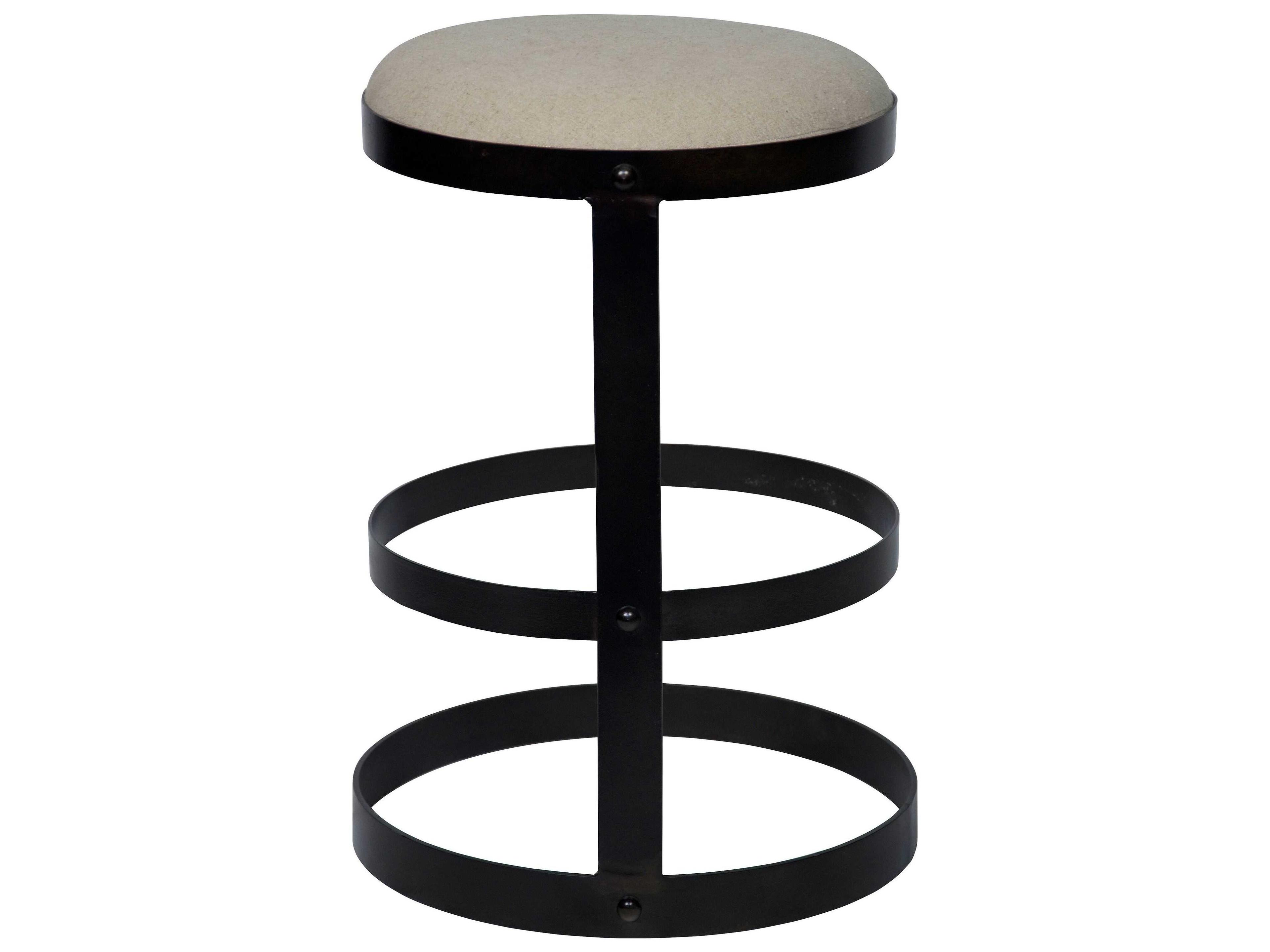 Noir Upholstered Black Metal Counter Stool