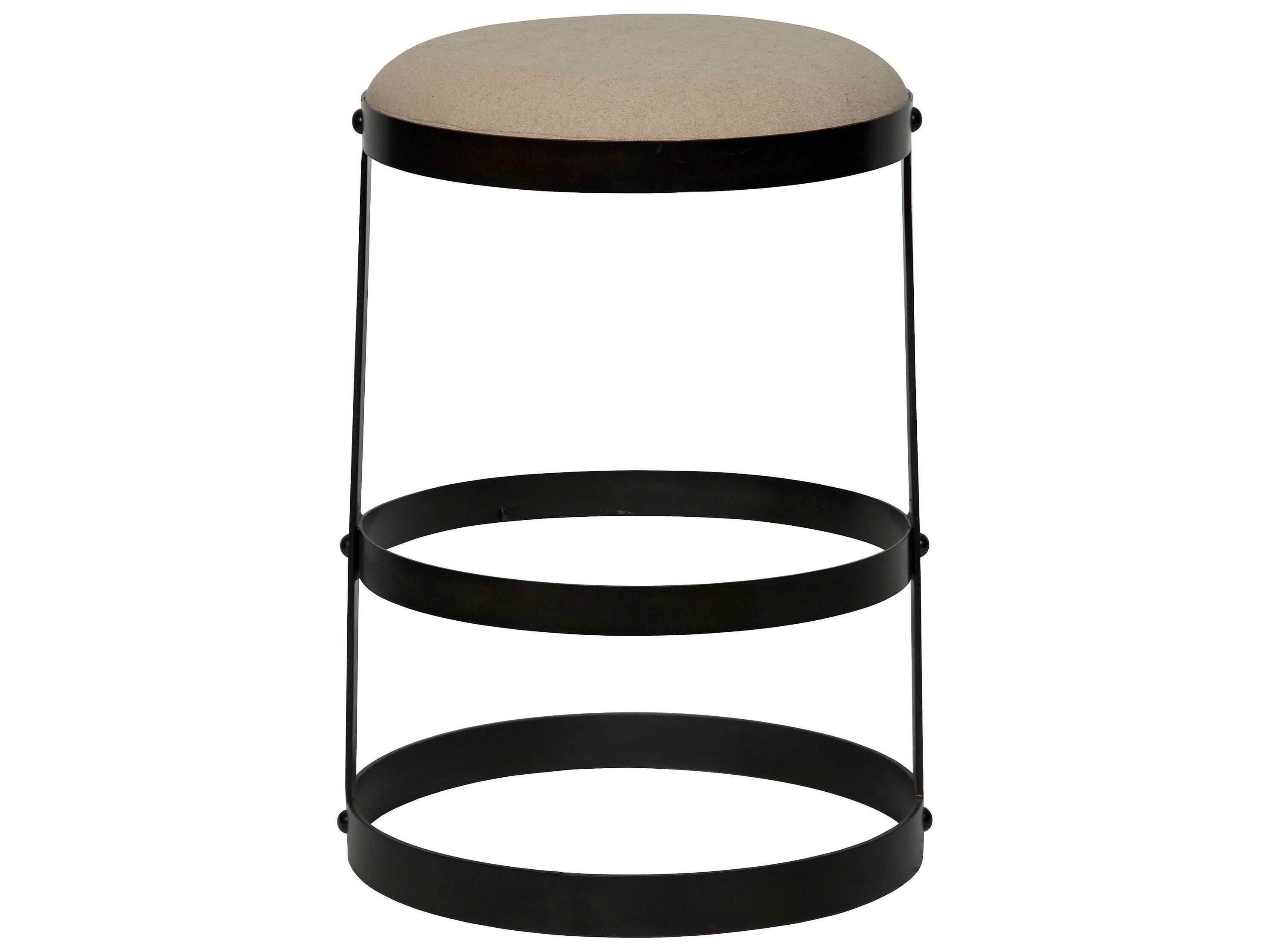 Noir Upholstered Black Metal Counter Stool