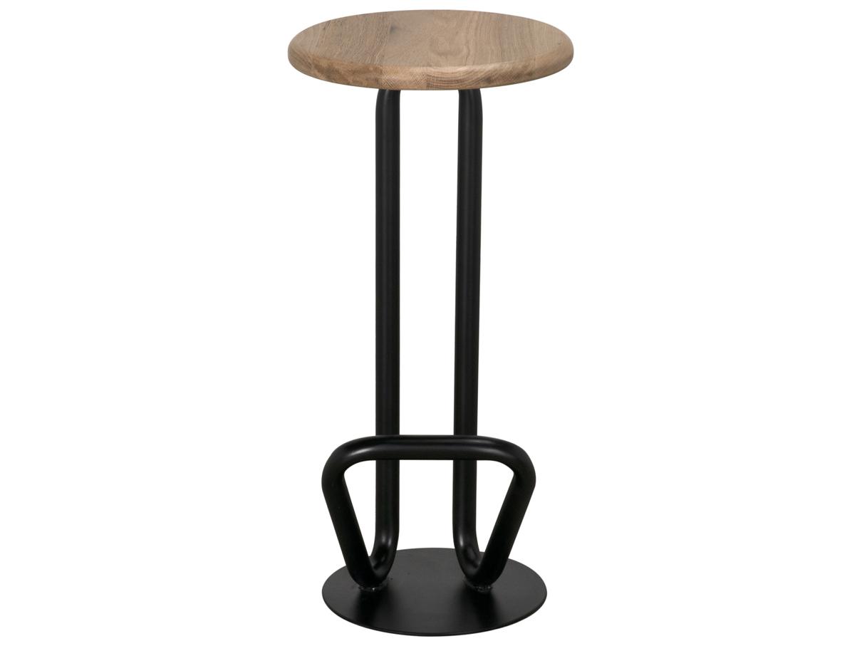 Noir Hook Matte Black Walnut Wood Bar Stool