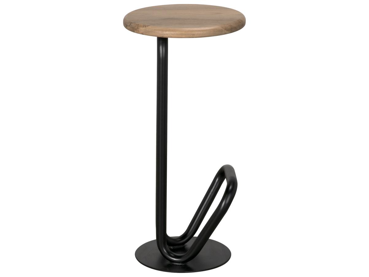 Noir Hook Matte Black Walnut Wood Bar Stool