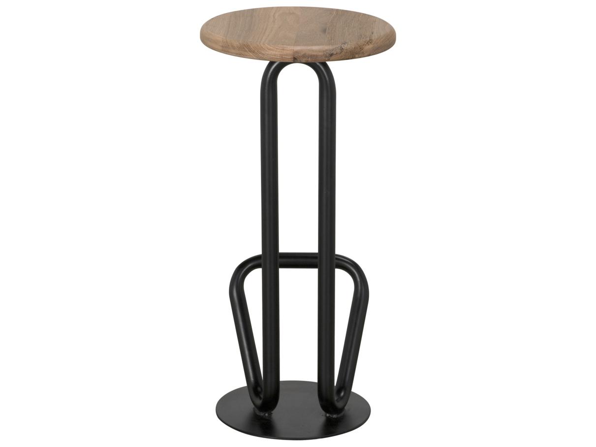 Noir Hook Matte Black Walnut Wood Bar Stool