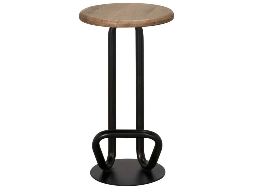 Noir Hook Matte Black Walnut Wood Counter Stool