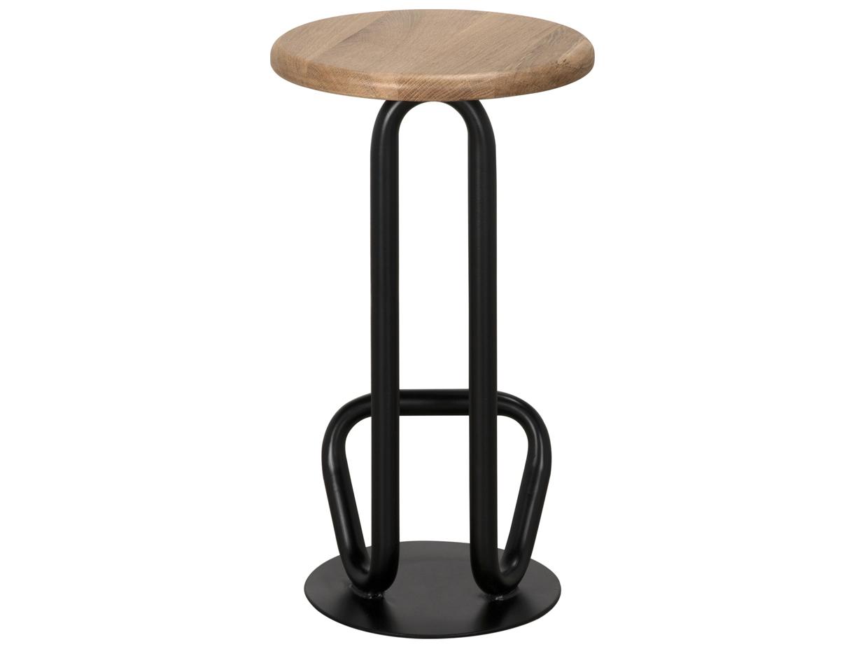 Noir Hook Matte Black Walnut Wood Counter Stool