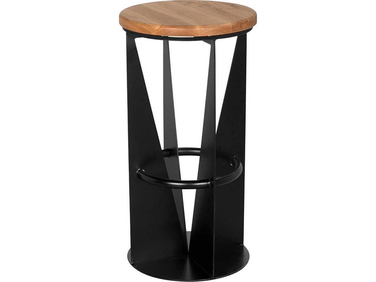 Noir Nagoya Matte Black Oak Wood Bar Stool