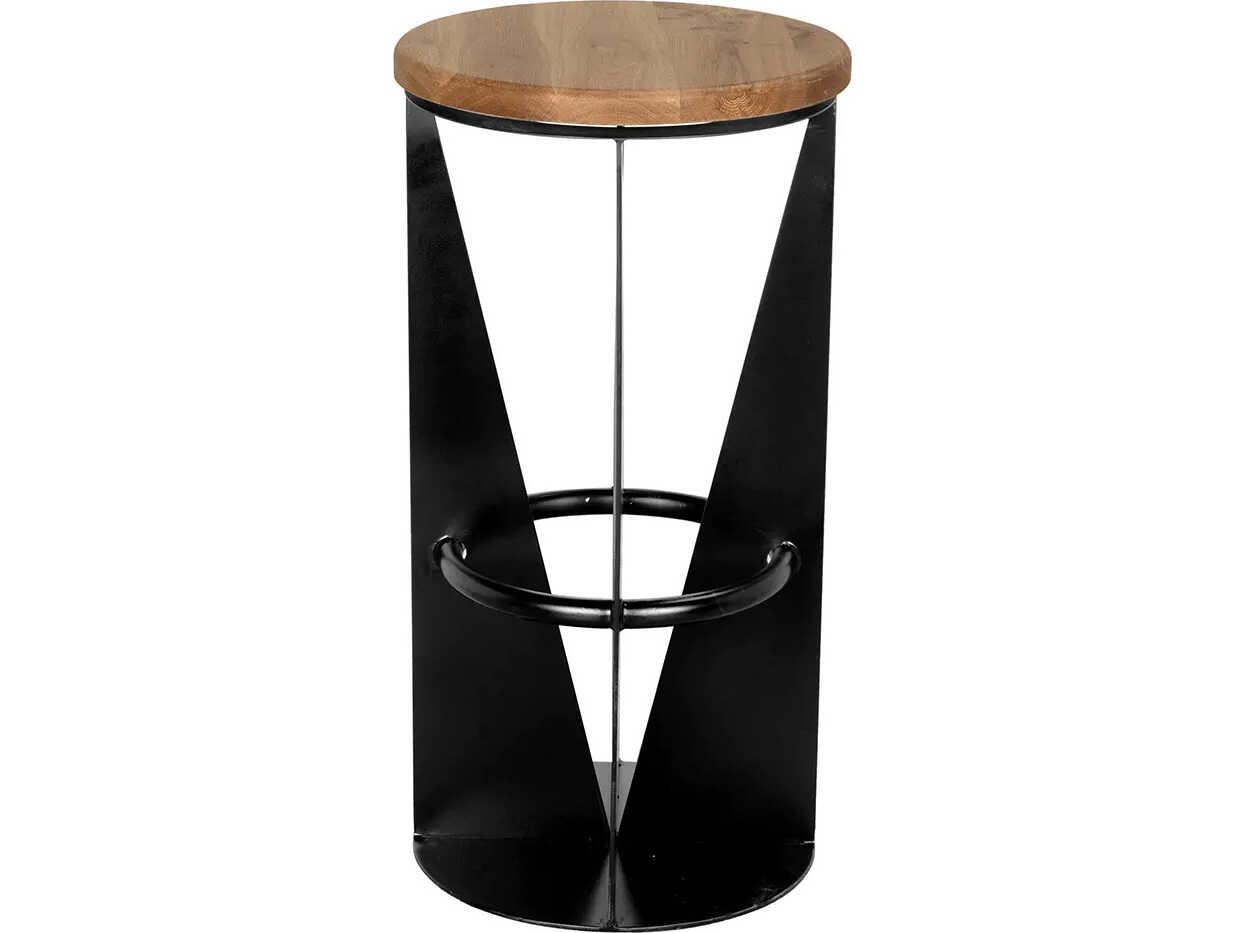 Noir Nagoya Matte Black Oak Wood Bar Stool