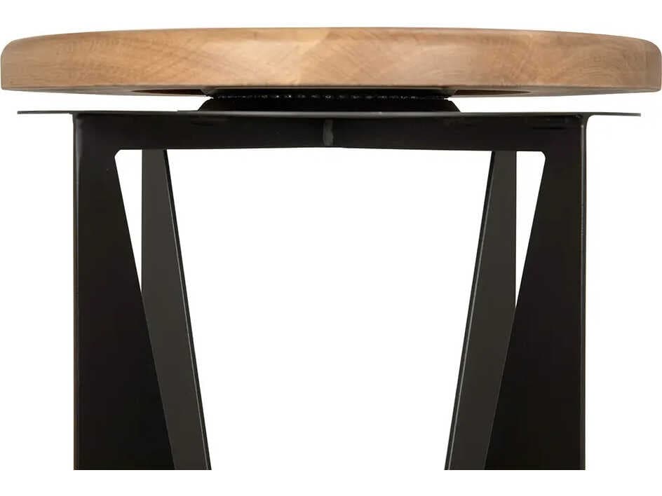 Noir Nagoya Matte Black Oak Wood Bar Stool