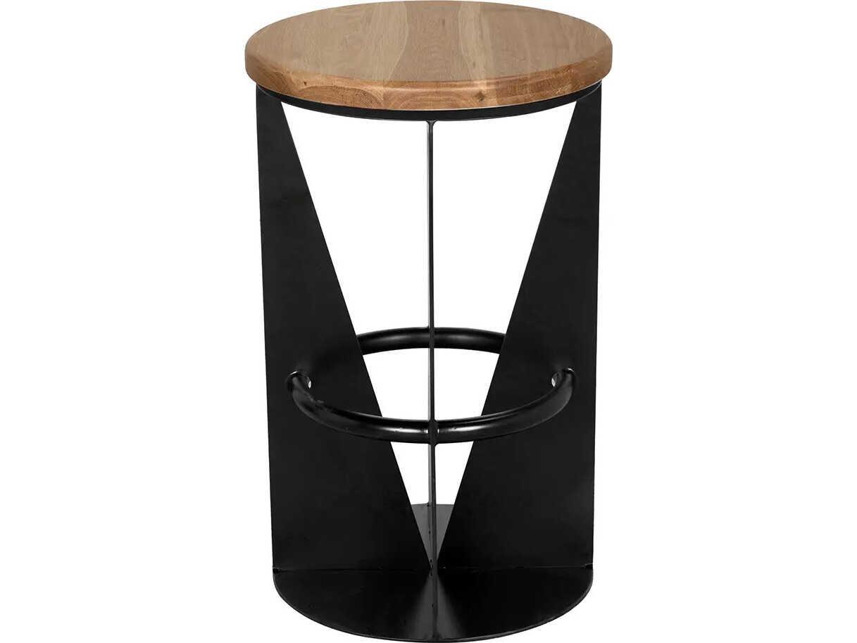 Noir Nagoya Matte Black Oak Wood Counter Stool