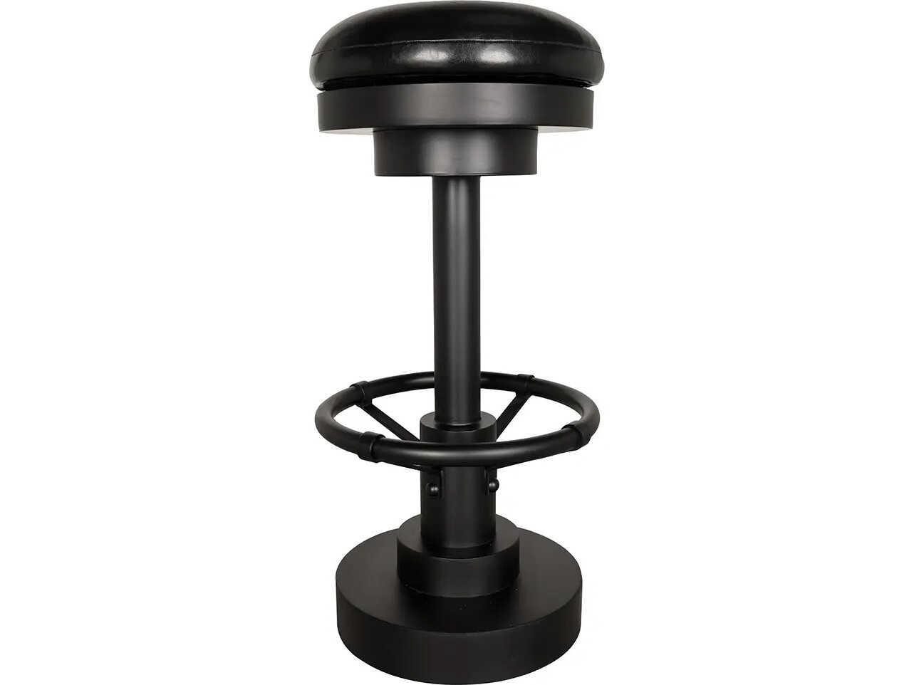 Noir Brisbane Matte Black Leather Bar Stool