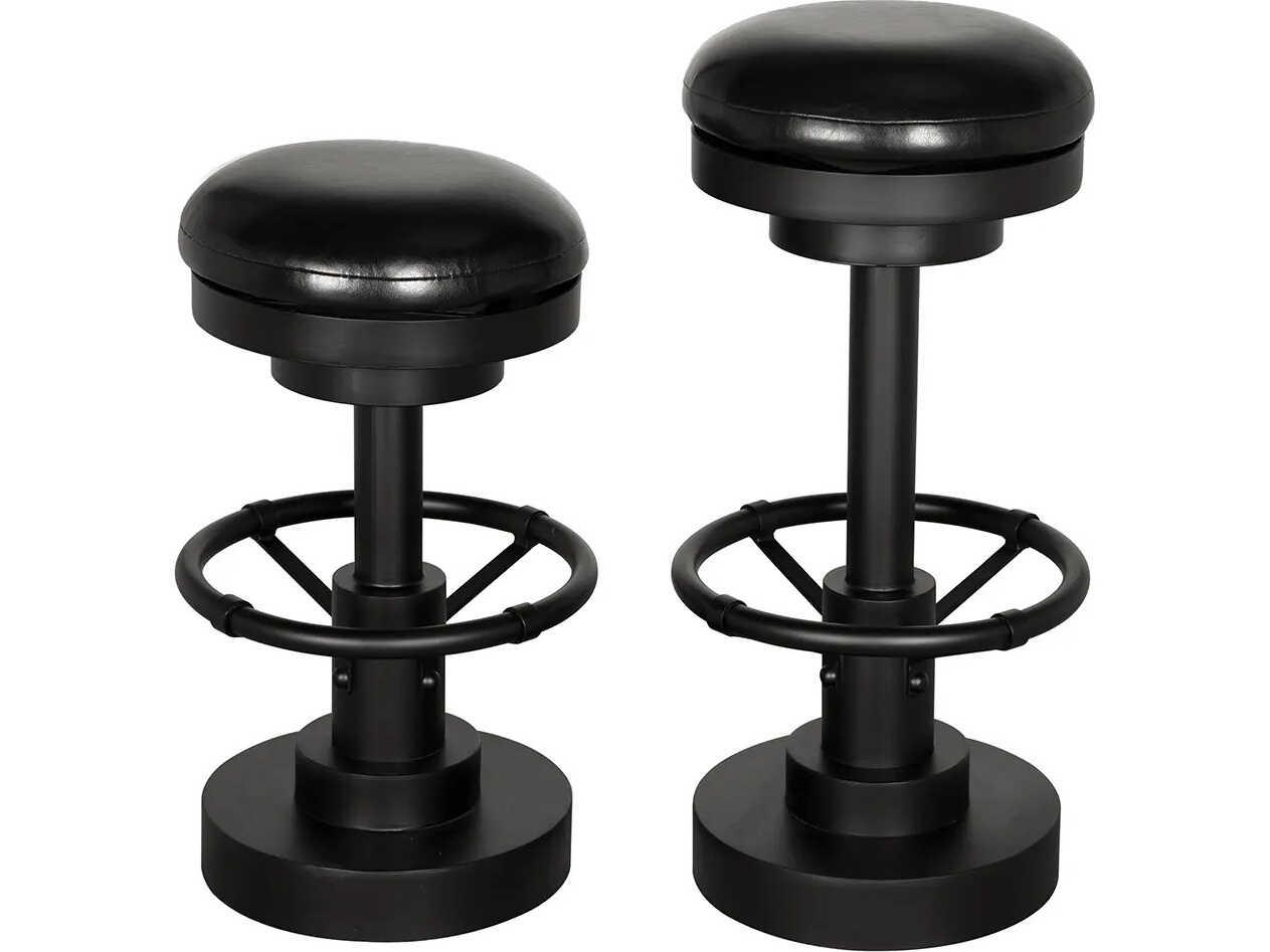 Noir Brisbane Matte Black Leather Bar Stool