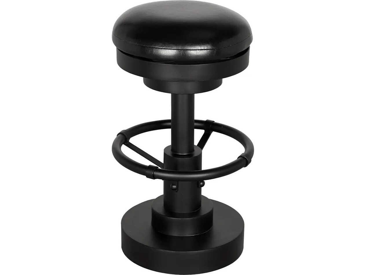 Noir Brisbane Matte Black Leather Counter Stool