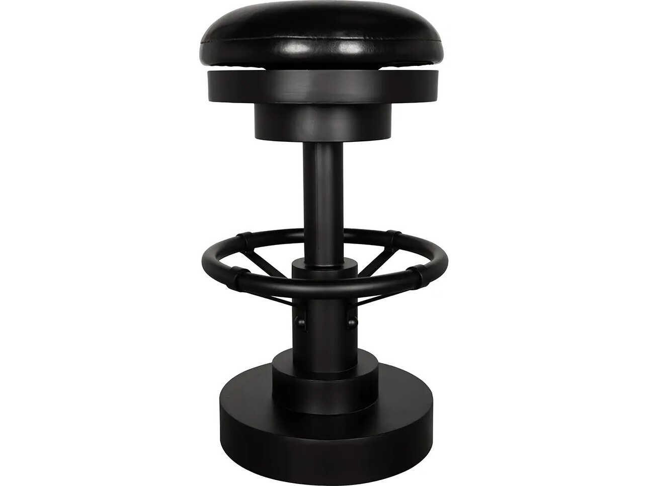 Noir Brisbane Matte Black Leather Counter Stool