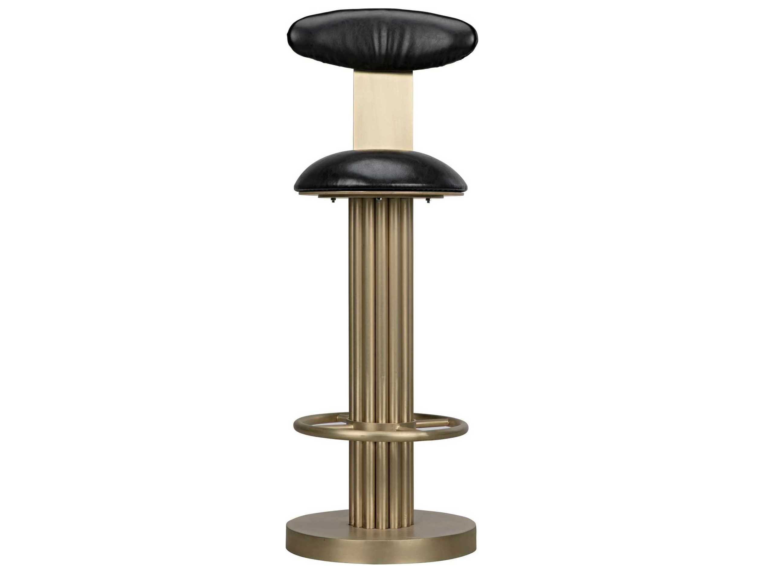 Noir Leather Antique Brass Counter Stool