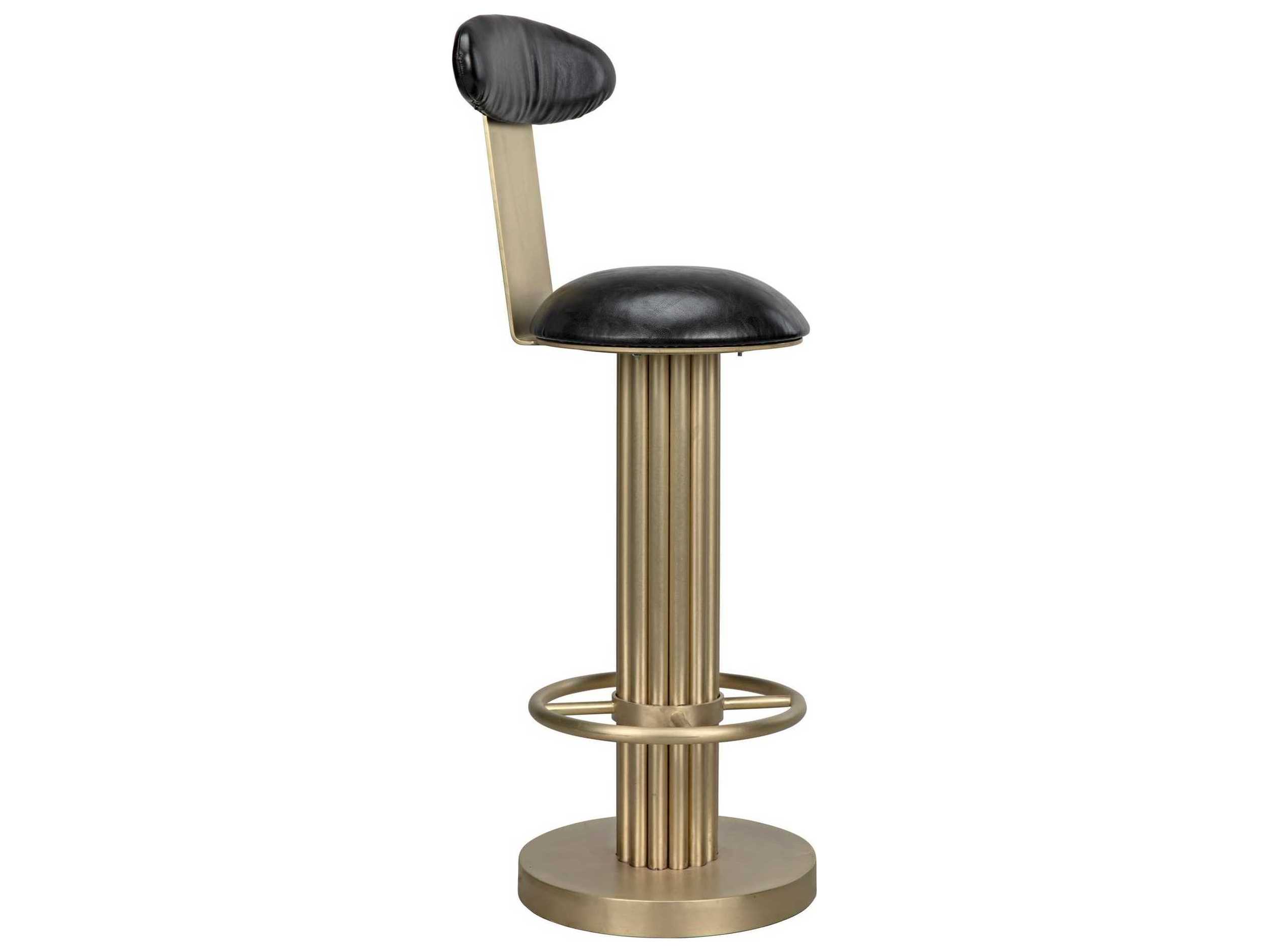 Noir Leather Antique Brass Counter Stool