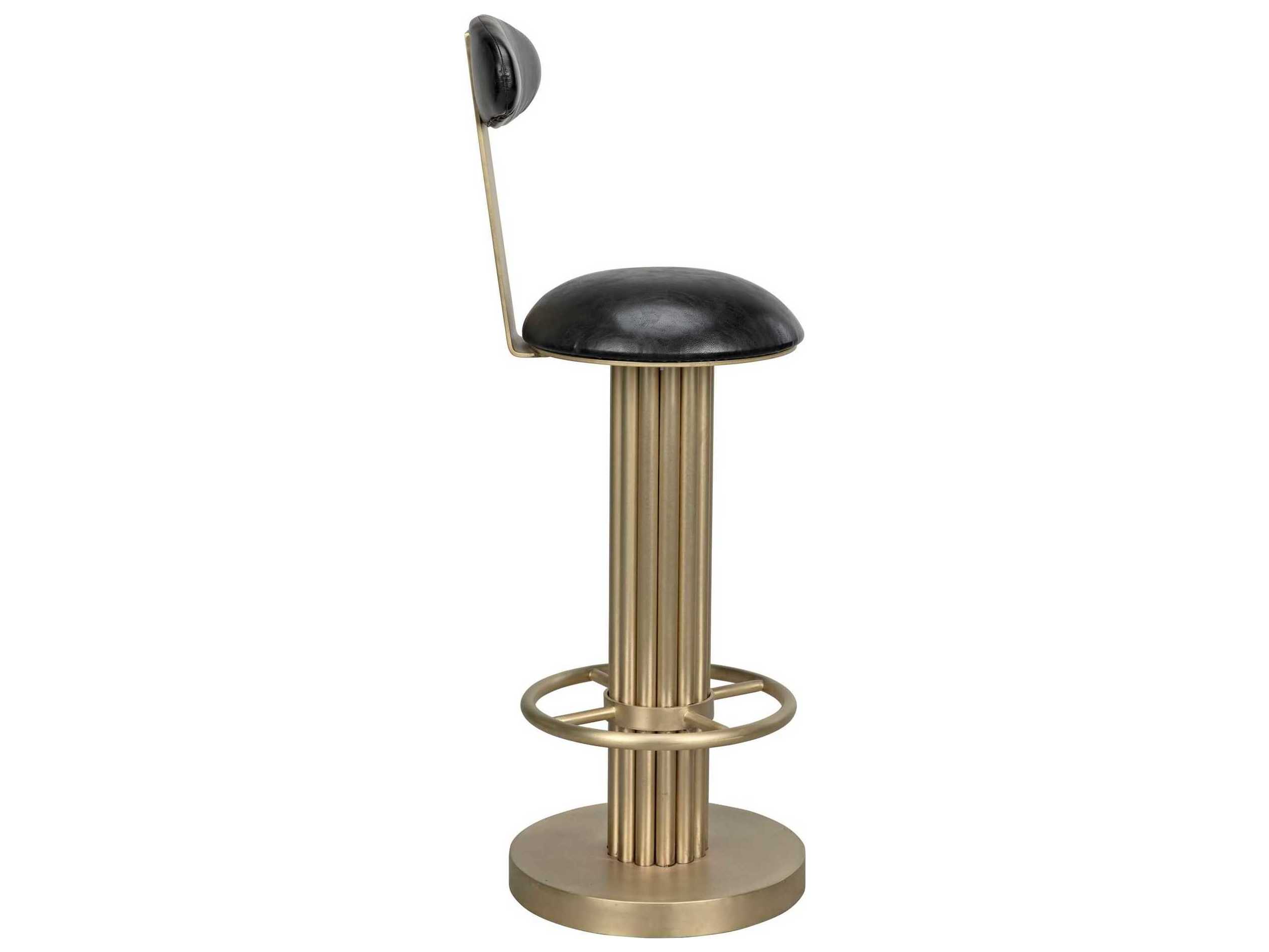 Noir Leather Antique Brass Counter Stool